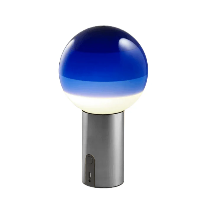 DIPPING rechargeable lamp blue with graphite base