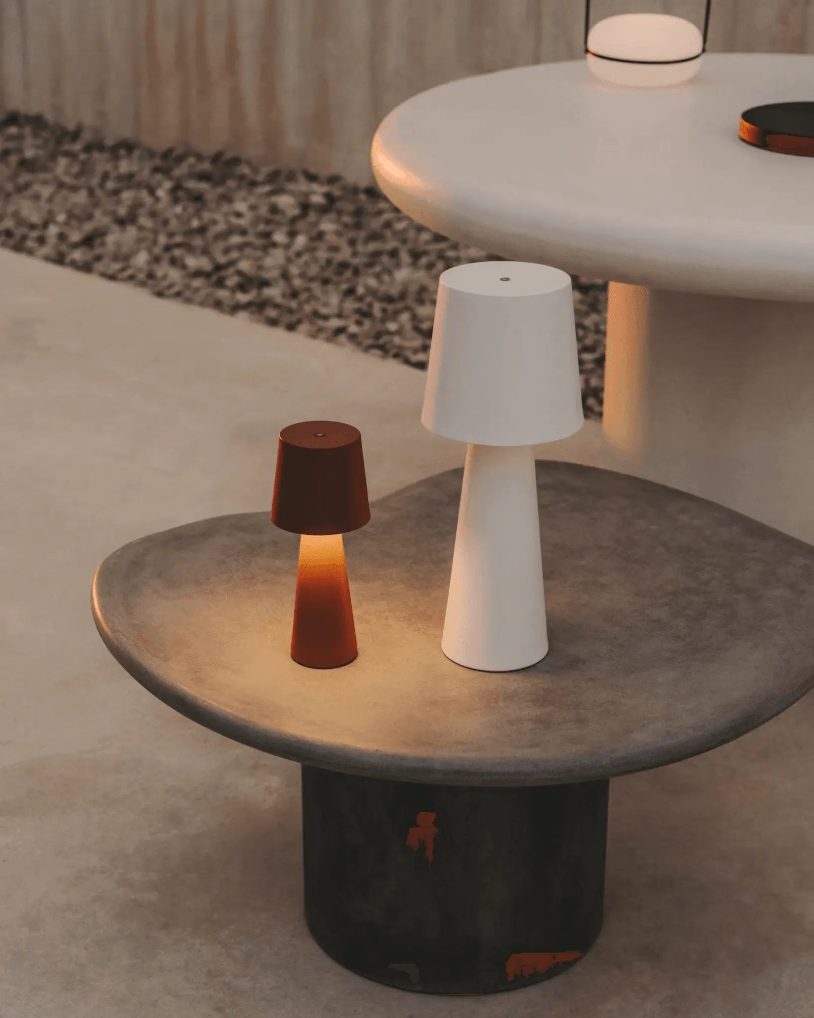 Lampa akumulatorowa zewnętrzna ARENYS biały – styl minimalistyczny
