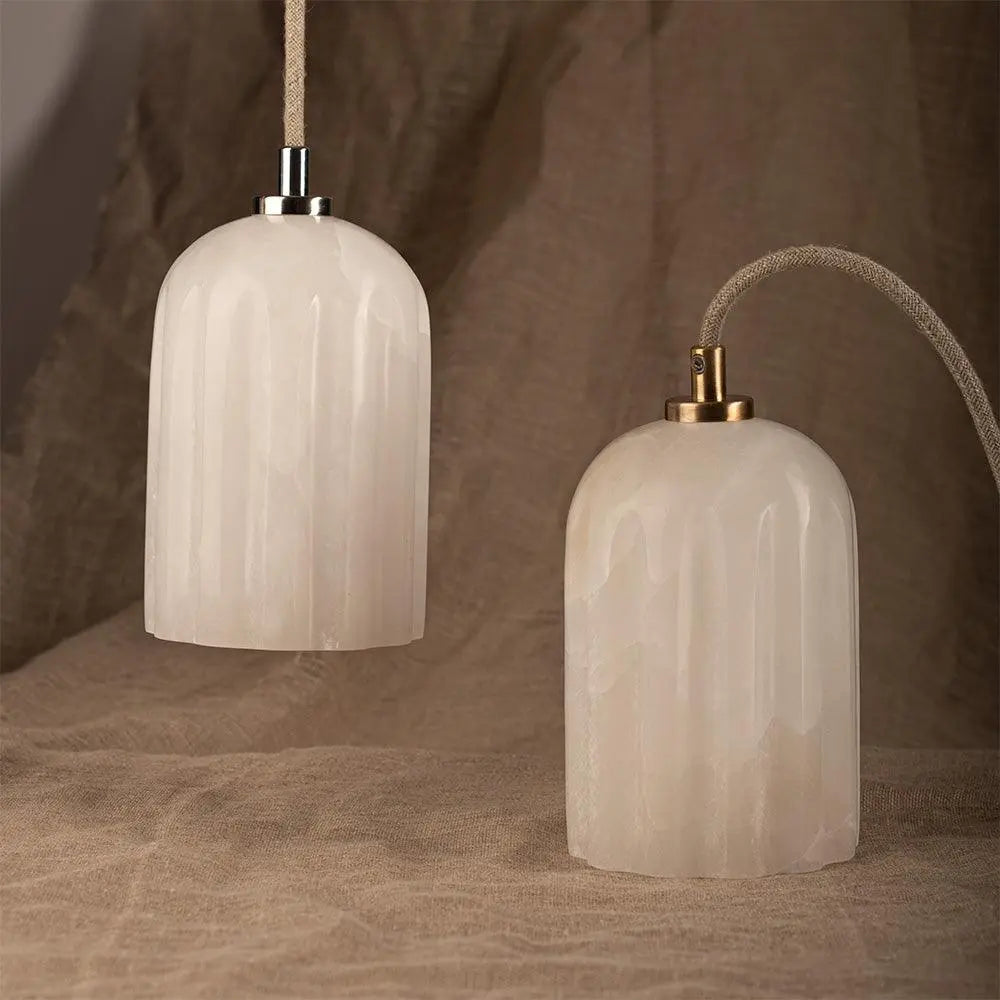 Lampa alabastrowa wisząca URANIA nikiel – styl minimalistyczny