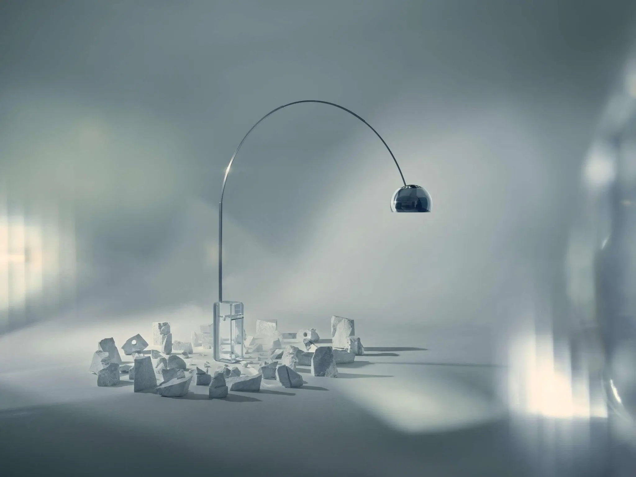 Lampa podłogowa łukowa ARCO K szkło – styl vintage
