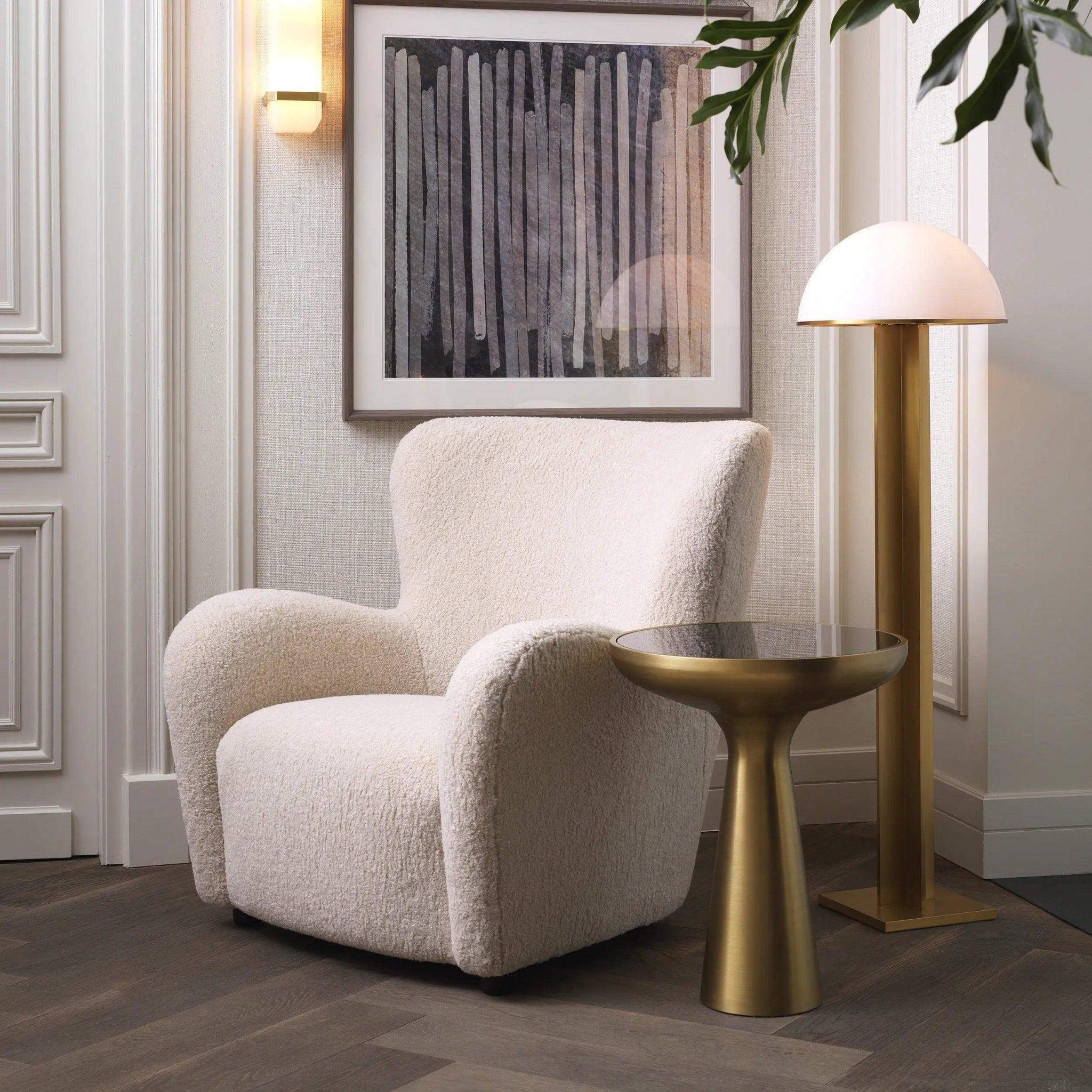 Lampa podłogowa BERKLEY mosiężny z białym kloszem Eichholtz Eye on Design