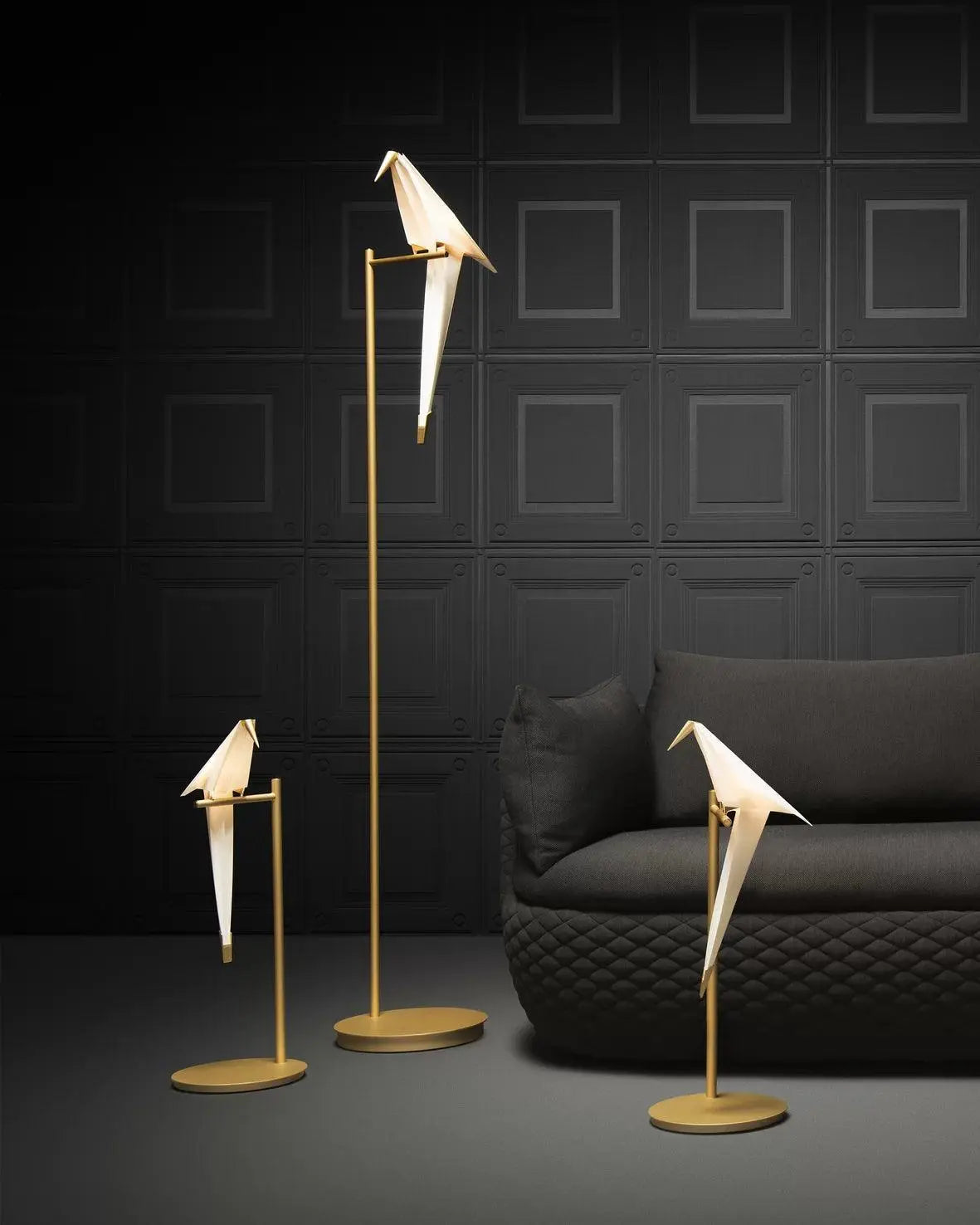 Lampa podłogowa PERCH biały ze złotym – Moooi