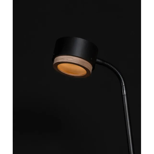 JUBI Tischleuchte schwarz mit Walnussholz