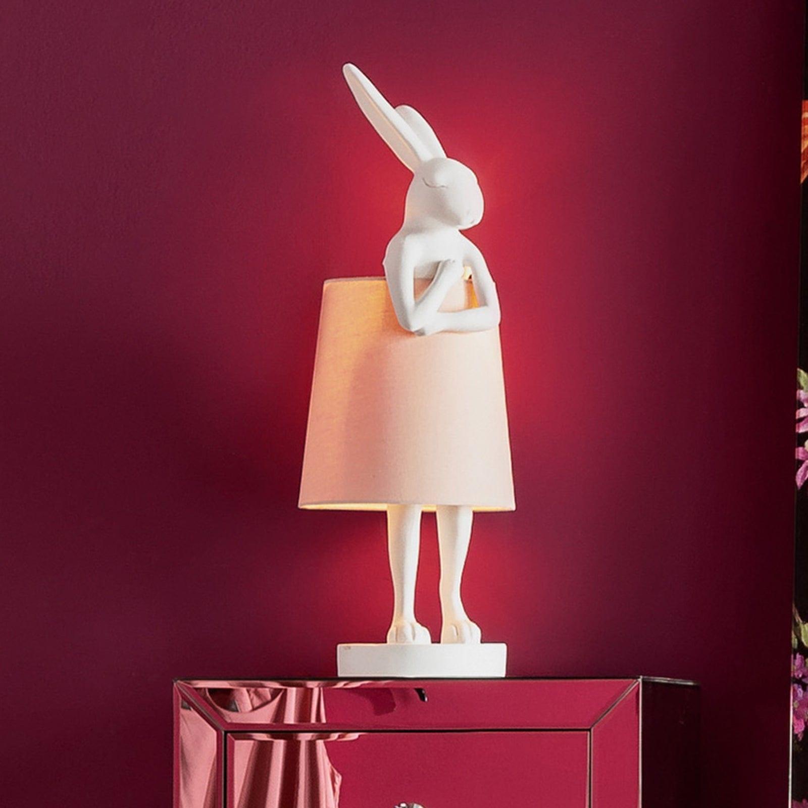 Lampa stołowa RABBIT biały z różowym kloszem Kare Design Eye on Design
