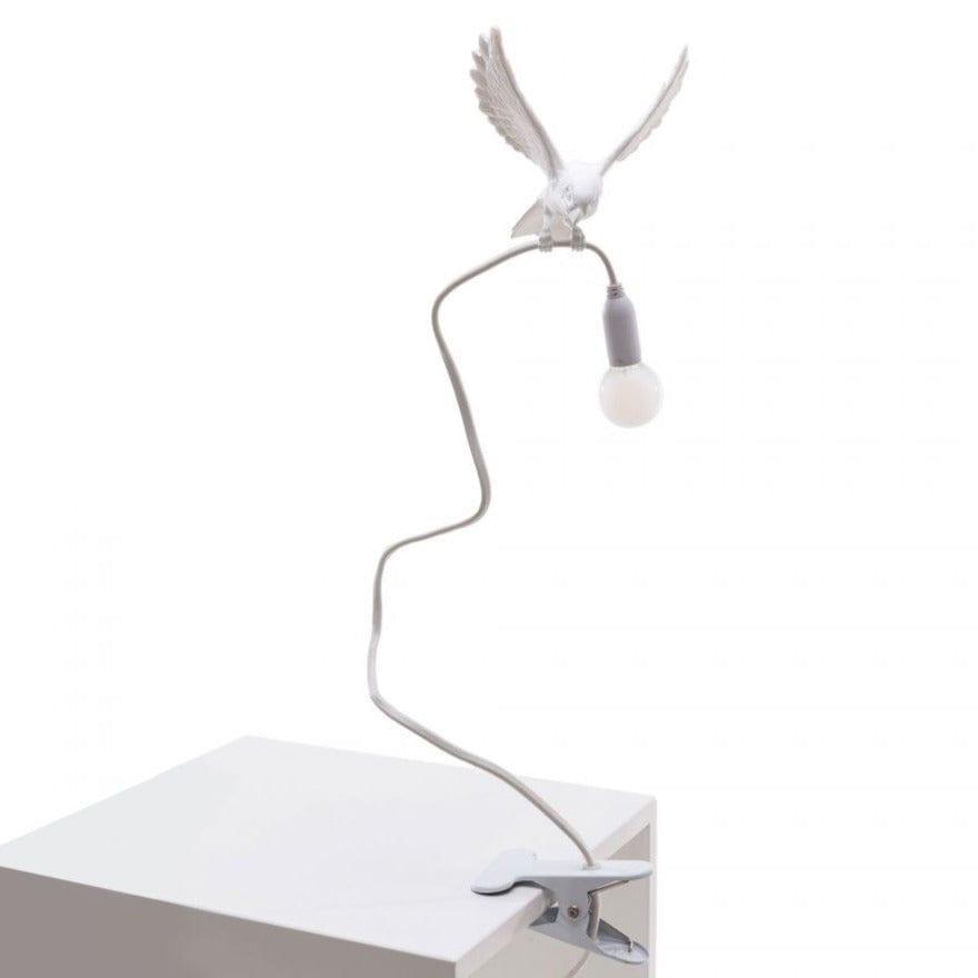 Lampa stołowa z zaciskiem SPARROW LANDING biały Seletti Eye on Design