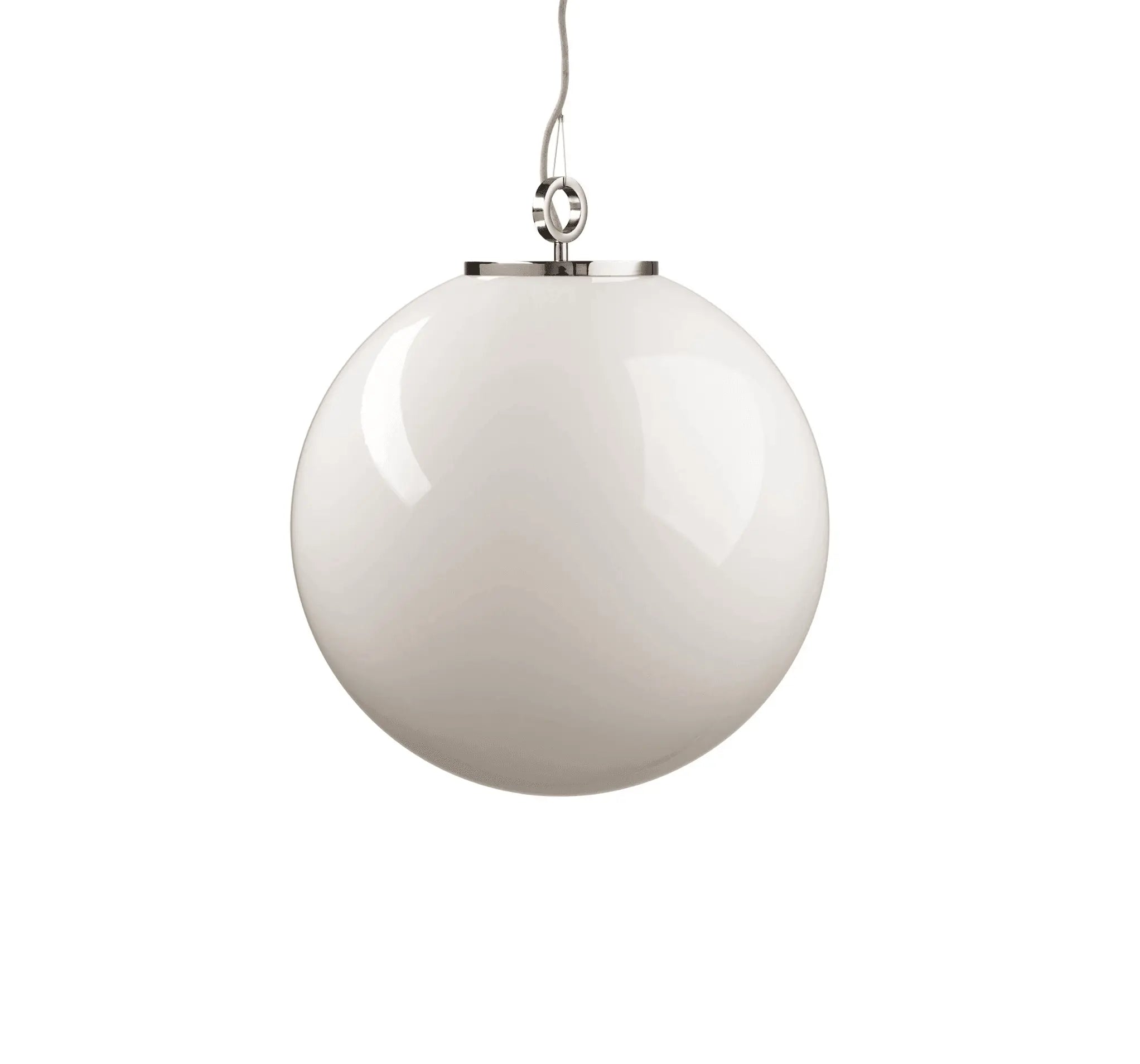 Lampa wisząca duża BIAŁA KULA nikiel – Embassy Interiors