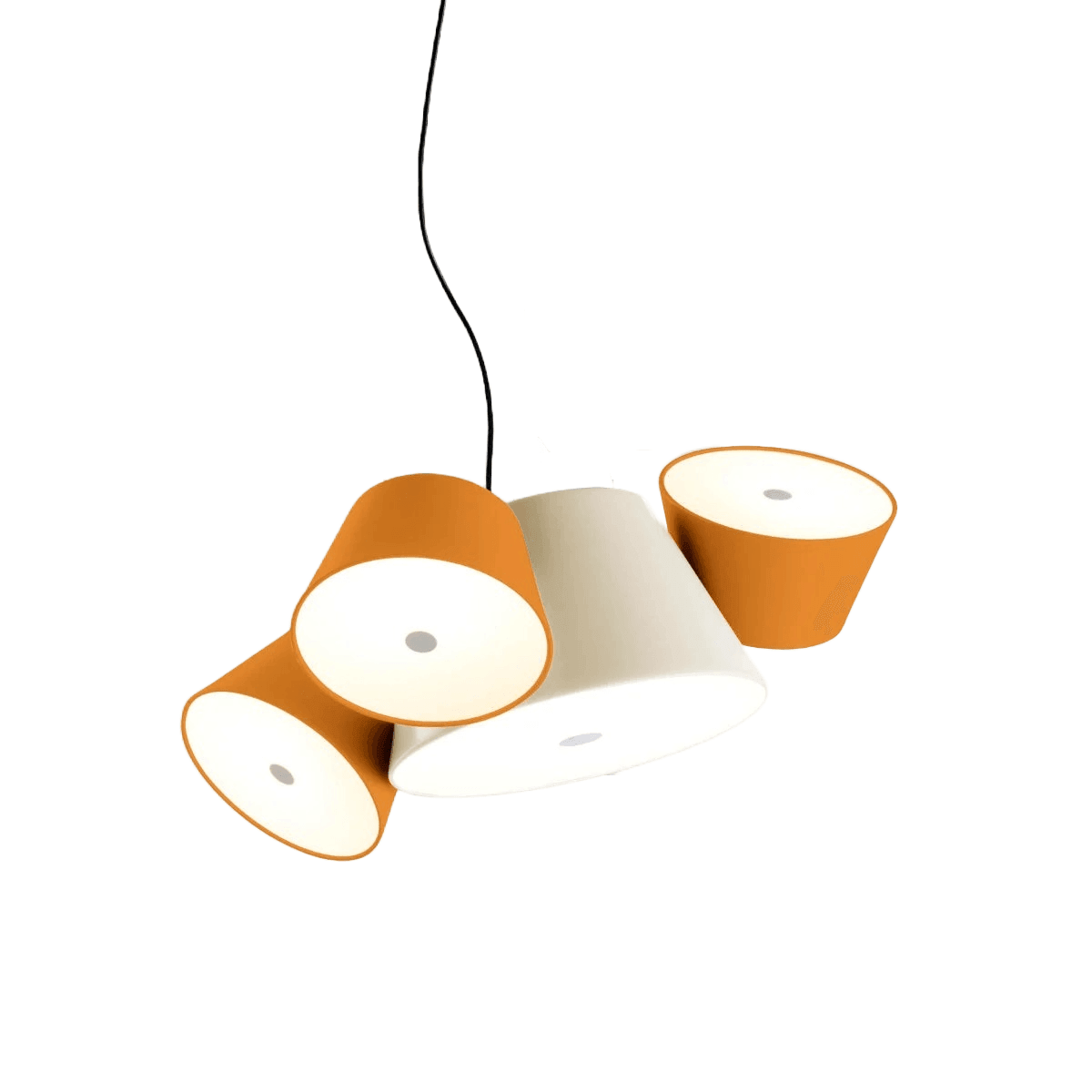 Lampa wisząca okrągła TAM TAM biały z pomarańczowymi kloszami Marset Eye on Design