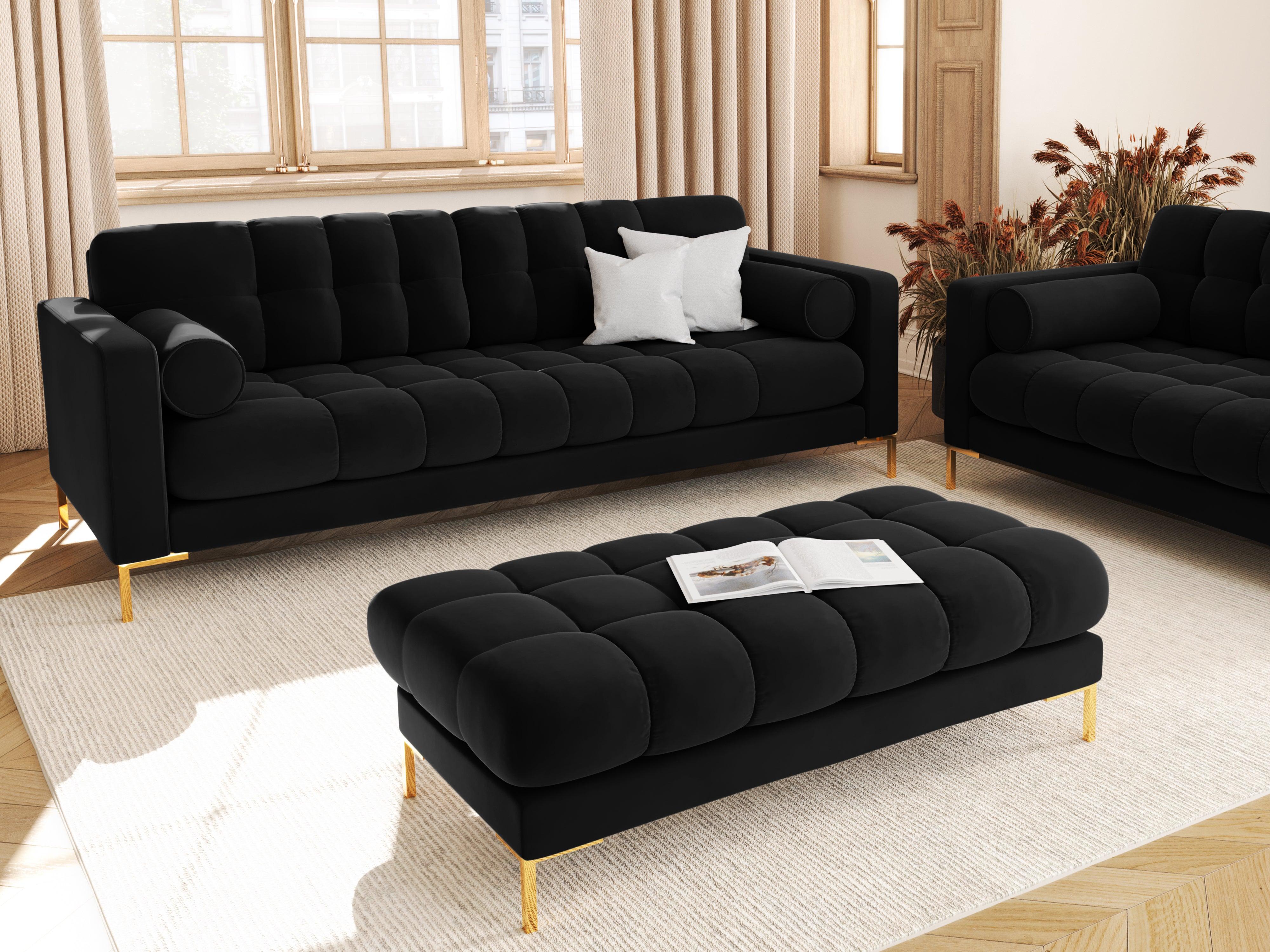 Ławka aksamitna BALI czarny ze złotą podstawą Cosmopolitan Design Eye on Design