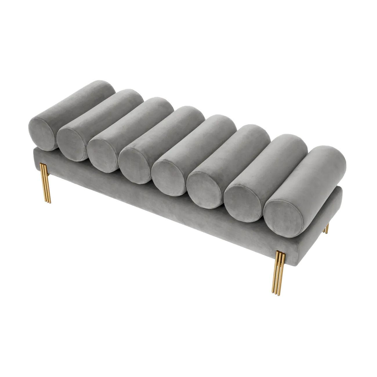 Ławka aksamitna OXLEY szary Eichholtz Eye on Design