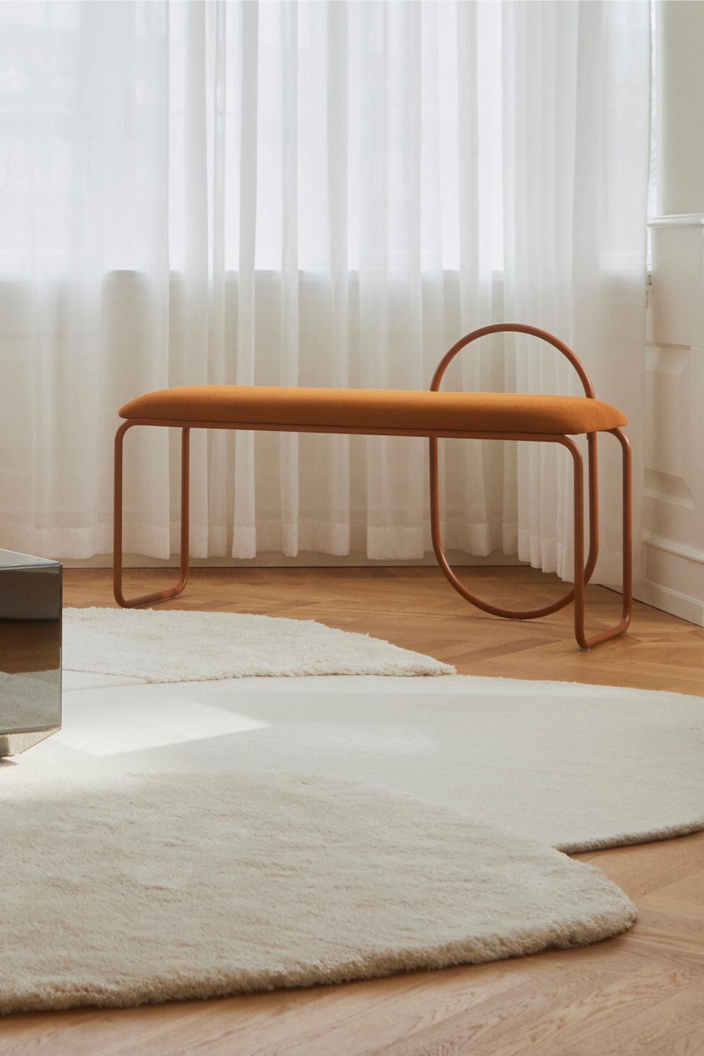 Ławka z tkaniną boucle ANGUI pomarańczowy AYTM Eye on Design