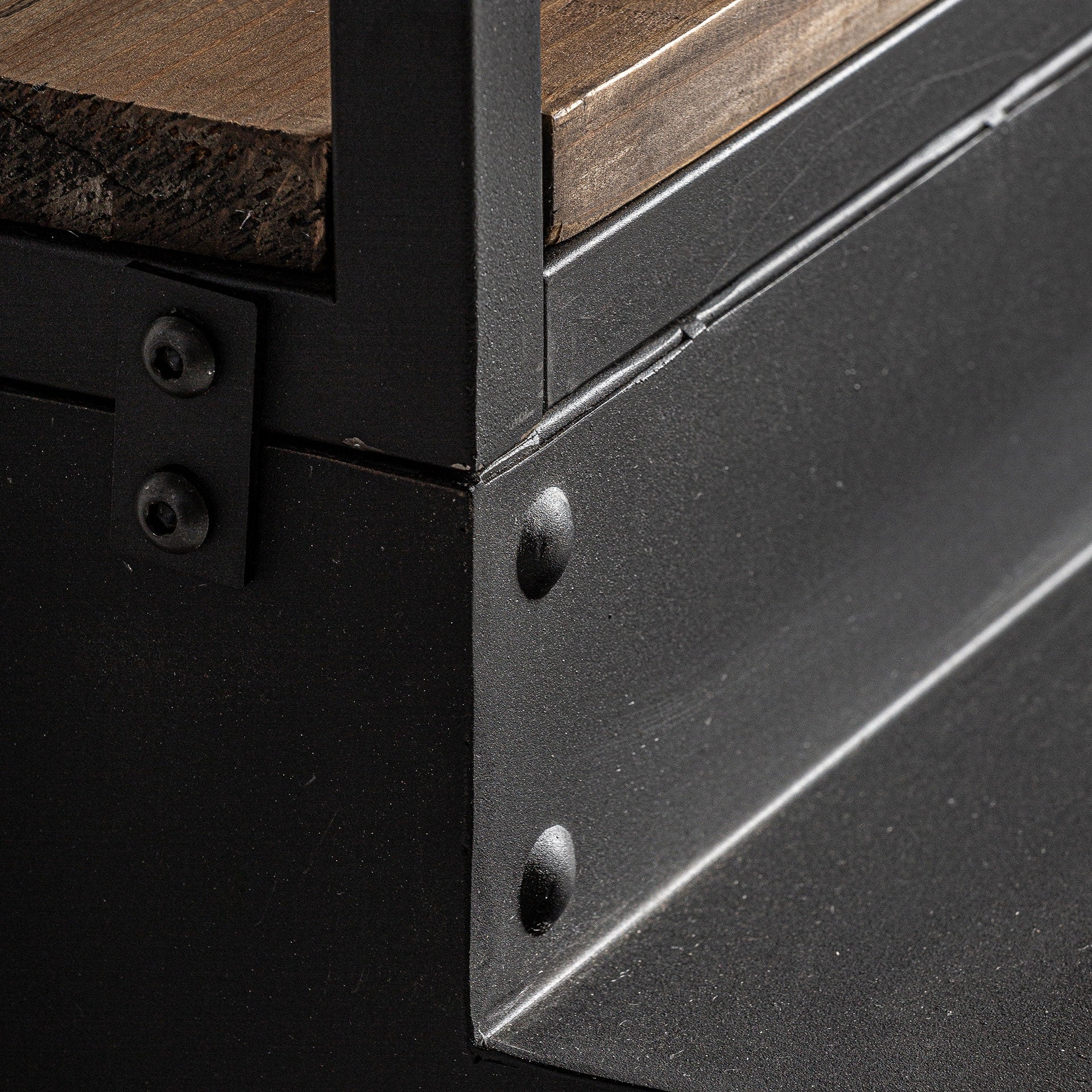 IVALO Bookshelf made of recycled pine wood with a metal finish