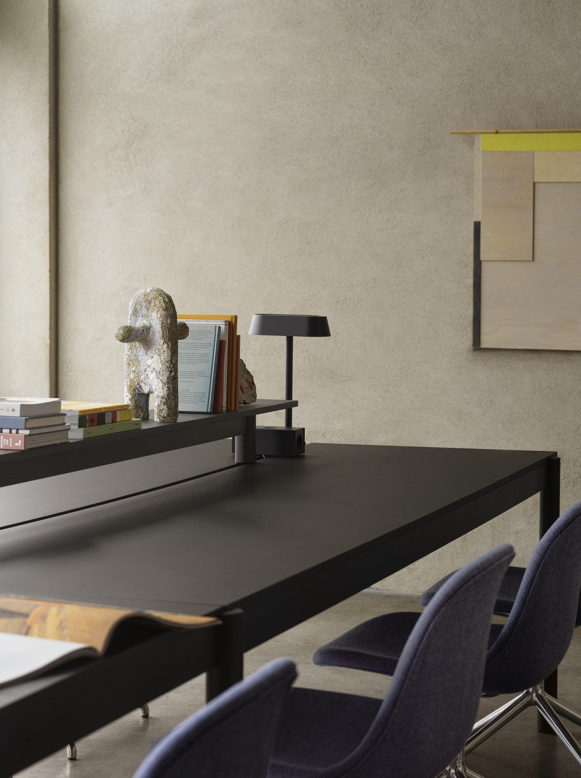Bureau tafel LINEAR SYSTEM - CONFIGURATIE 1 zwart nanolaminaat met zwarte basis