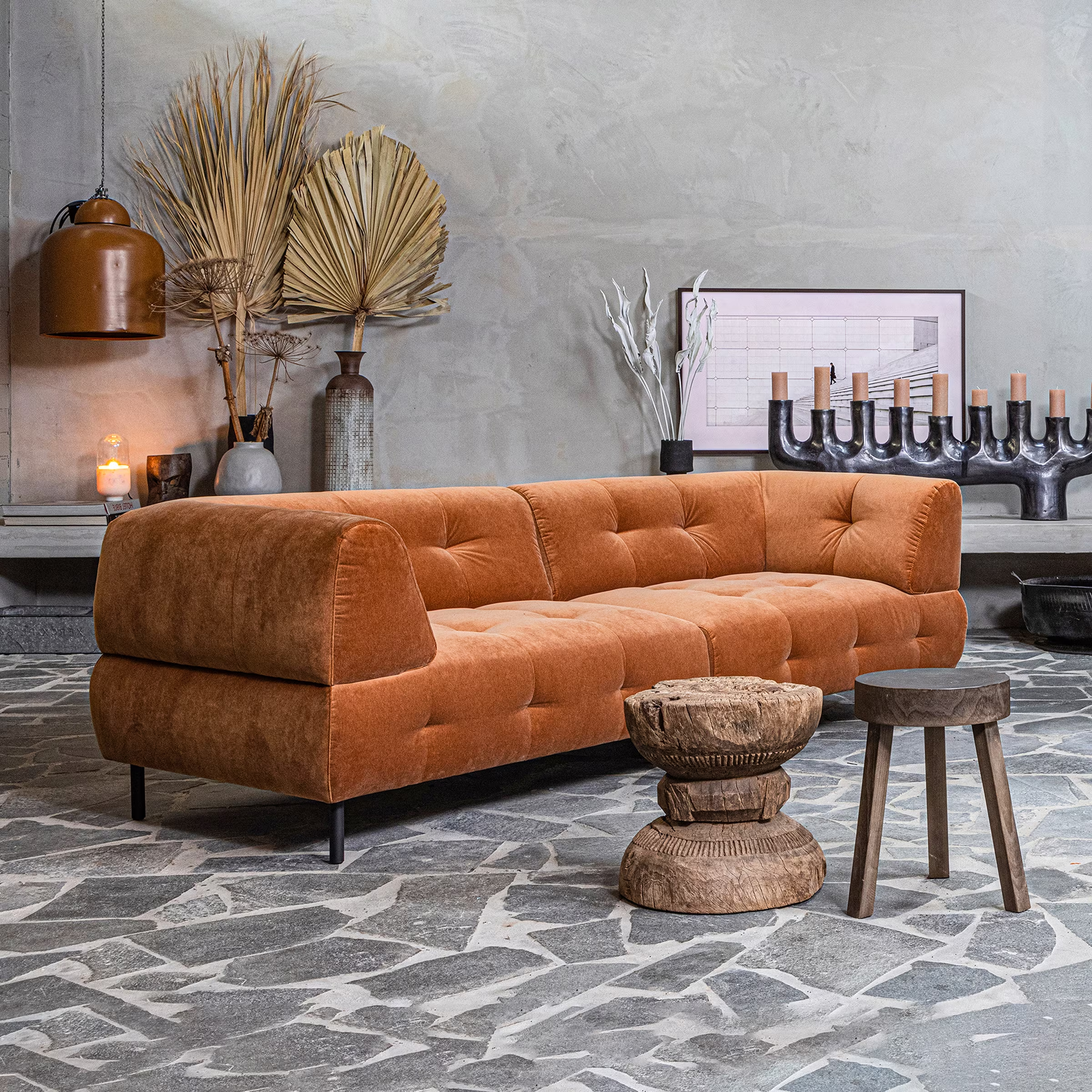 4-Personen-Sofa Lloyd dunkelbrauner Melange