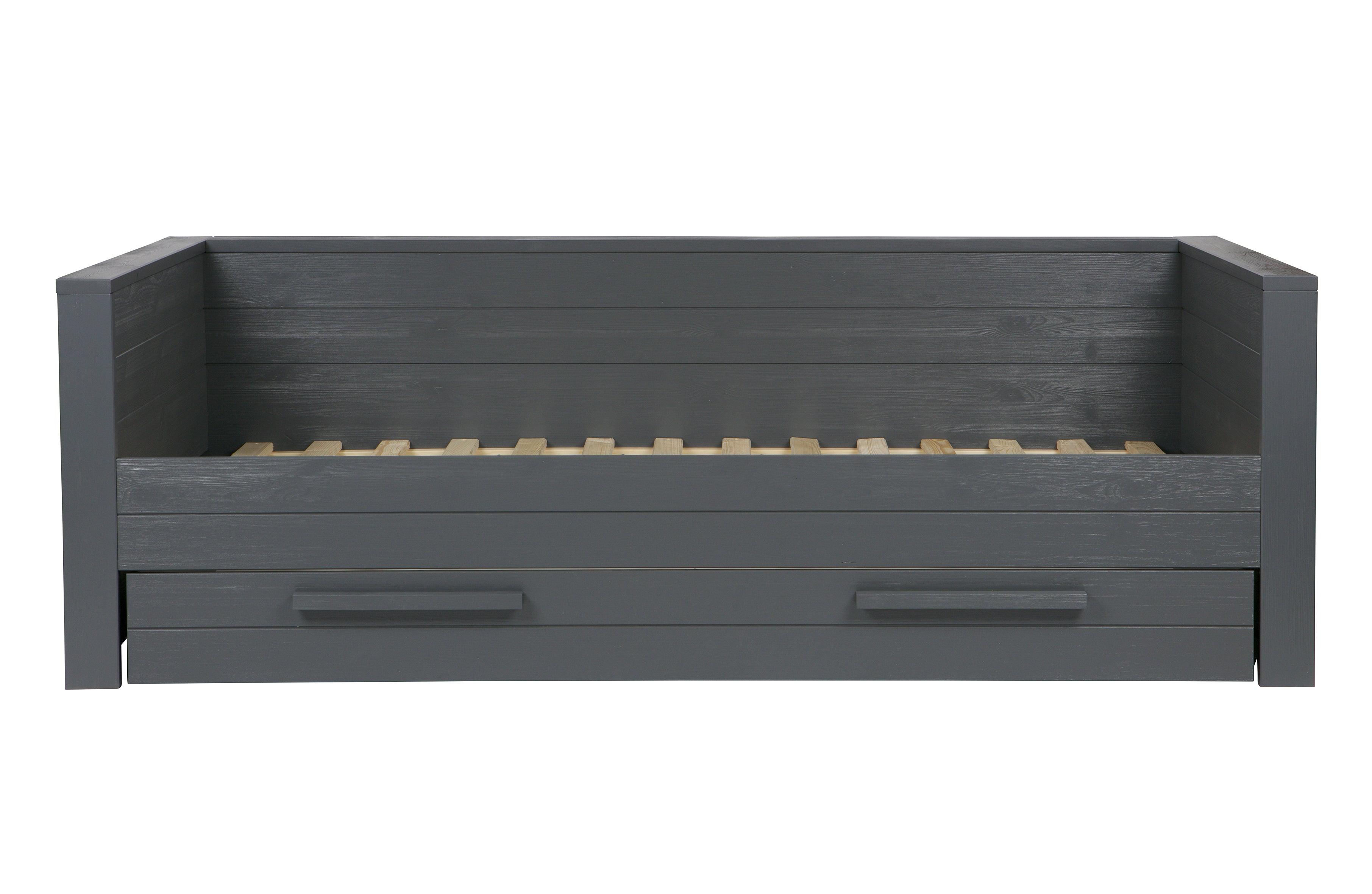 Łóżko DENNIS grafitowy Woood z oparciem z listwami Eye on Design