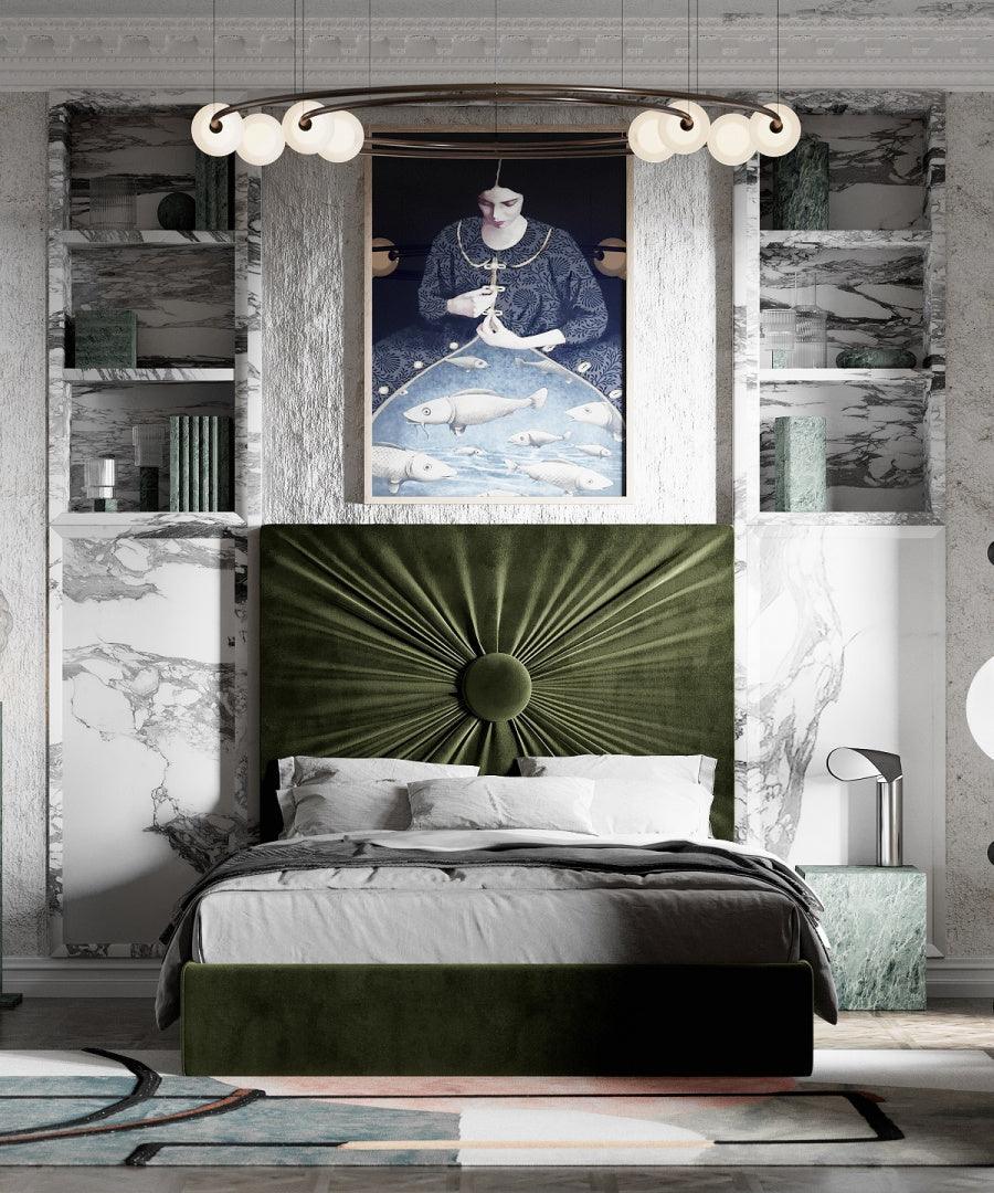 Łóżko tapicerowane OBJECT zielone Happy Barok Eye on Design