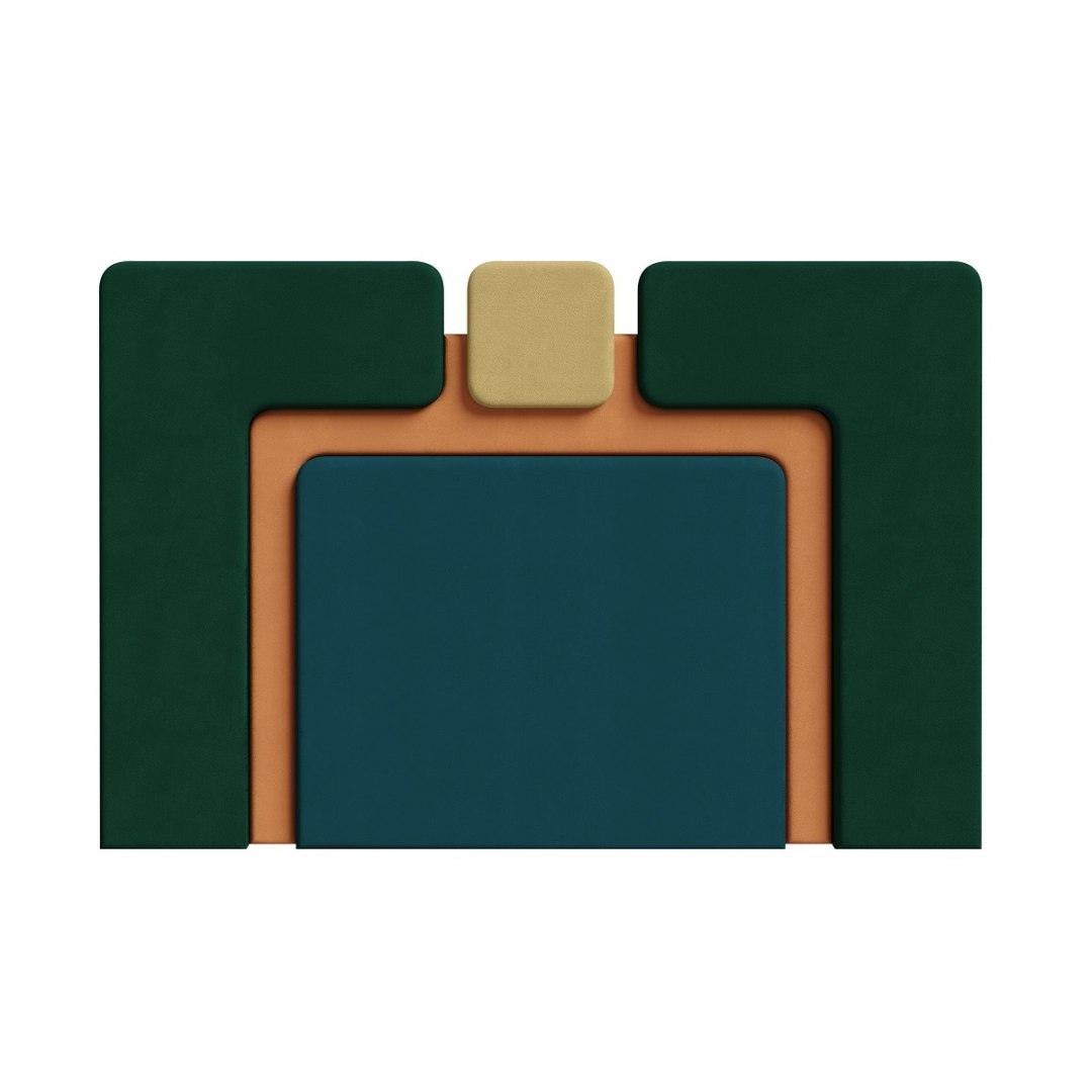 Łóżko tapicerowane PLUM 6 granatowy z zielonym Happy Barok Eye on Design