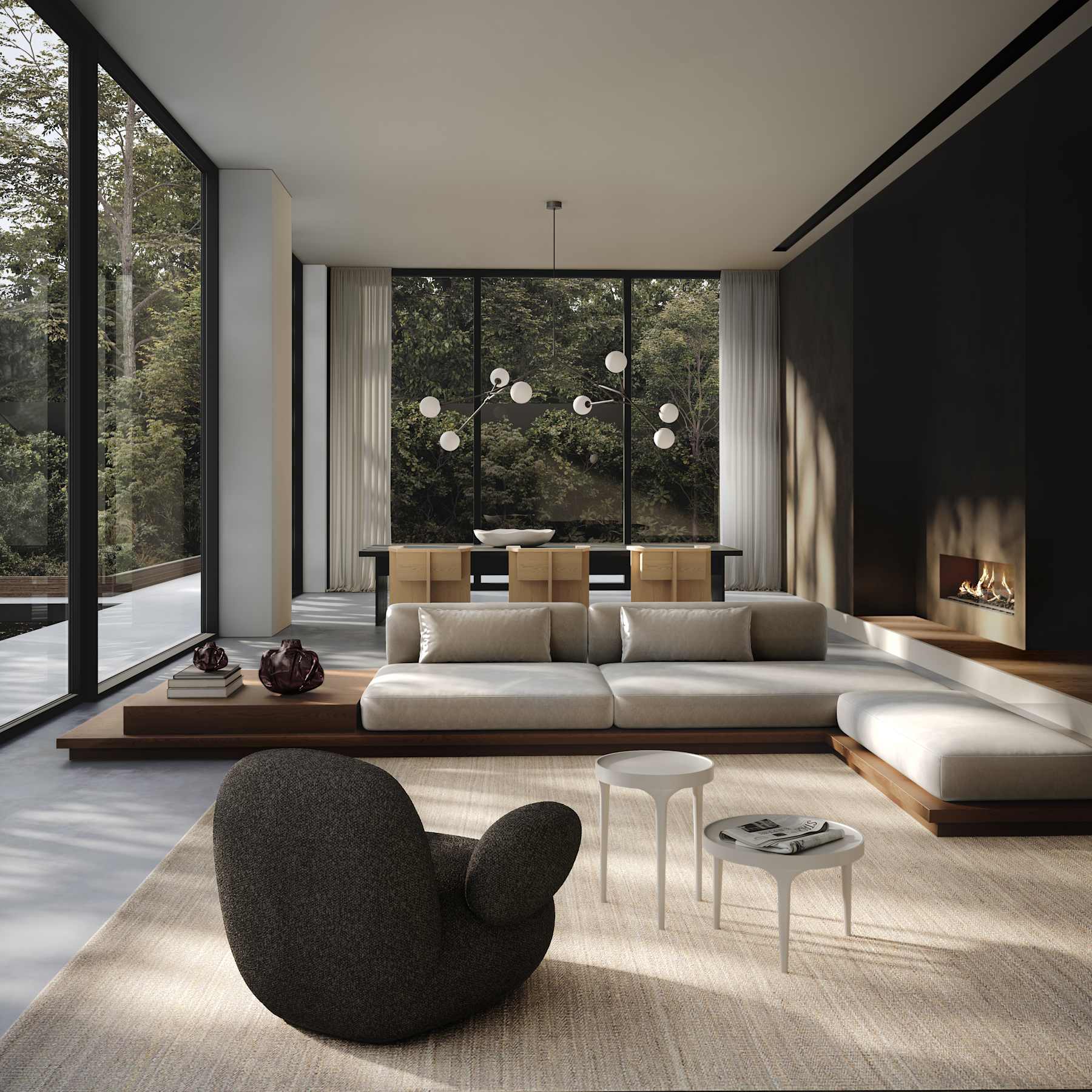 TOE FLAT armchair gray-brown bouclé