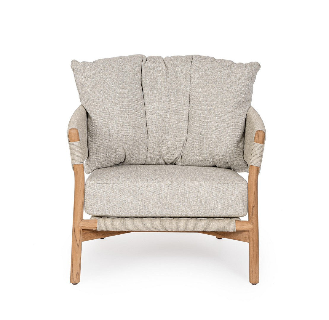 Buitenstoel GARITA beige met houten basis
