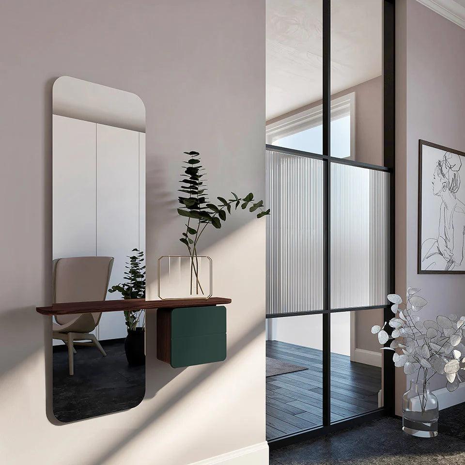 Lustro ONE MORE LOOK butelkowy zielony z ciemnym dębem UMAGE Eye on Design