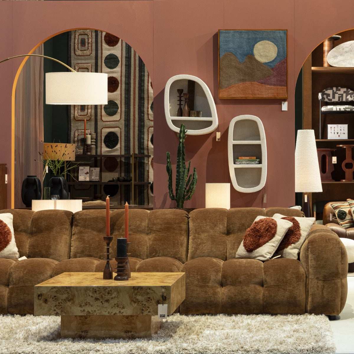 Sofa 4,5-sitzige HACKMAN cognac Samt