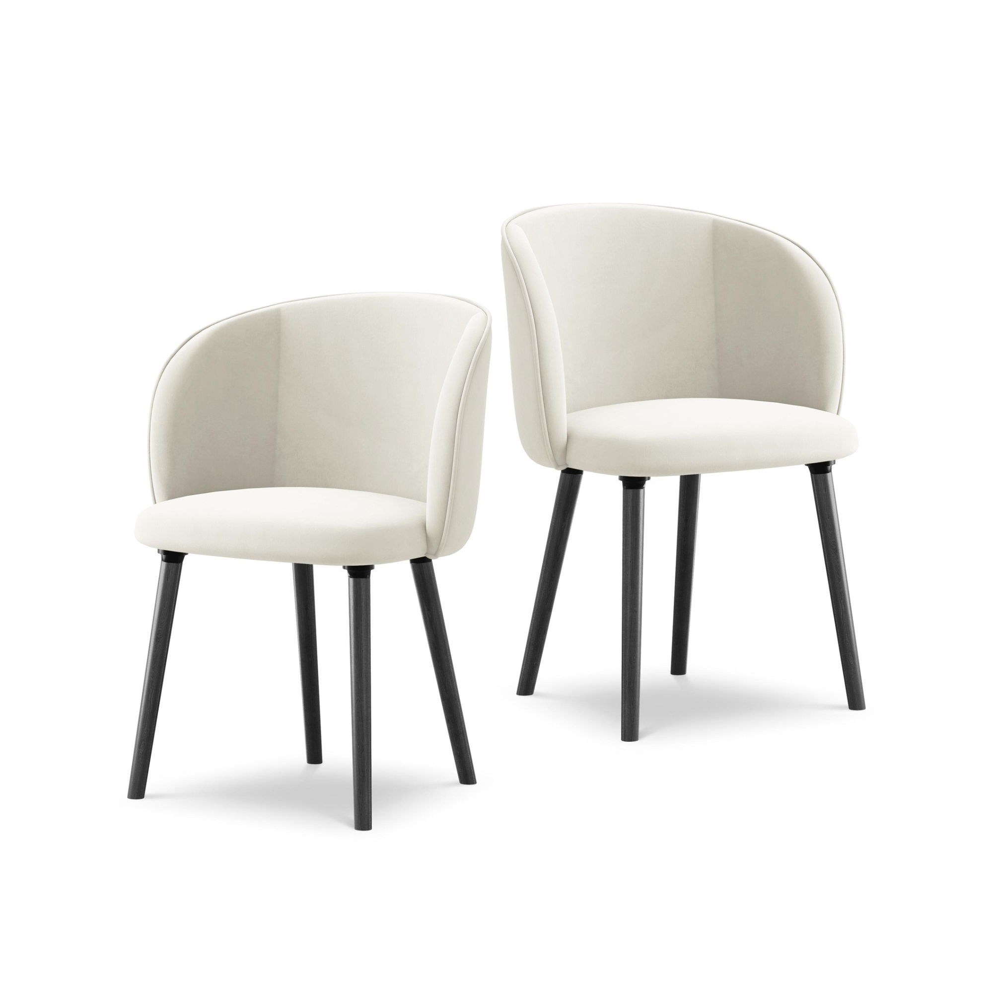 Veloursstoel MAIA lichtbeige met zwarte eiken basis