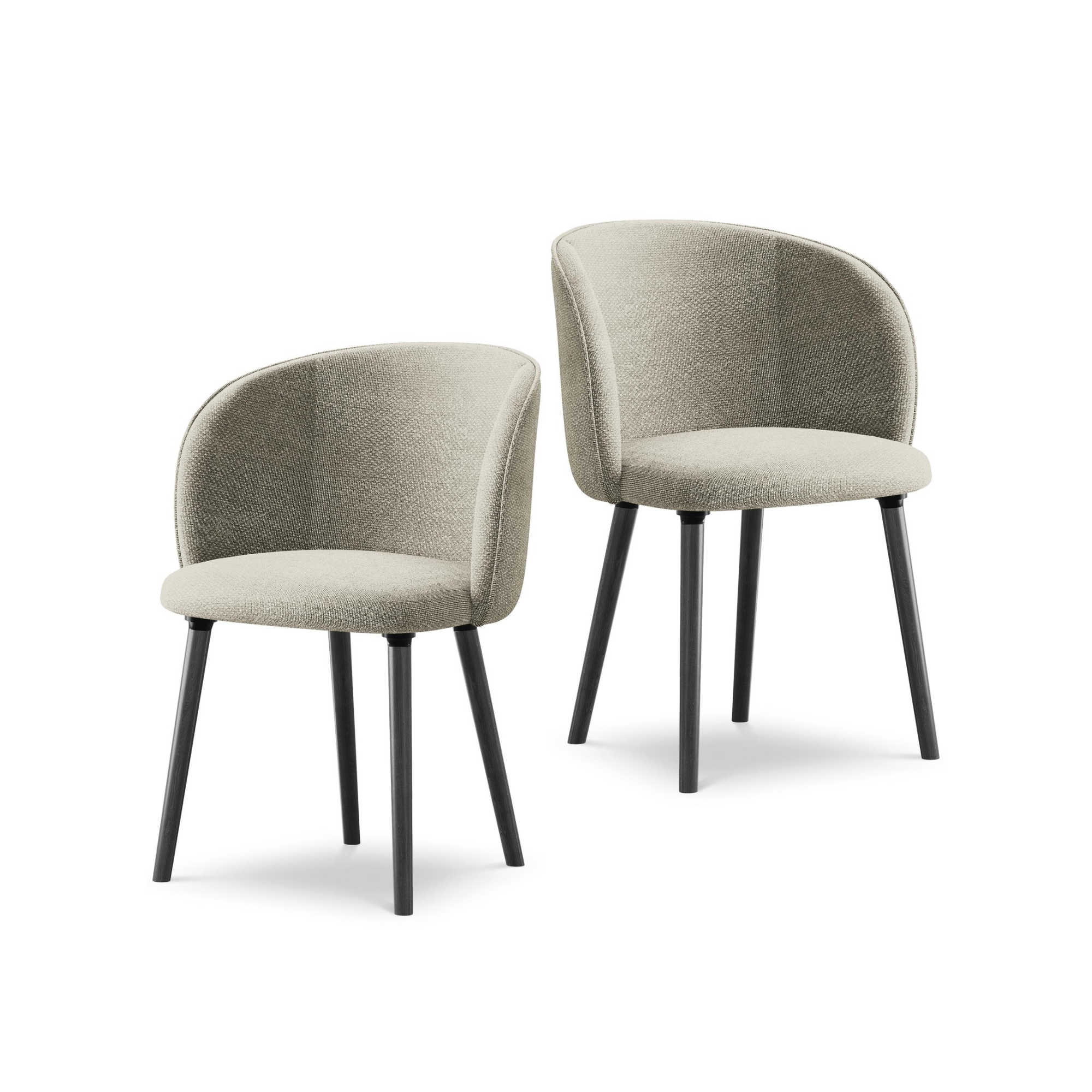 Stoel MAIA taupe boucle met zwarte eiken basis