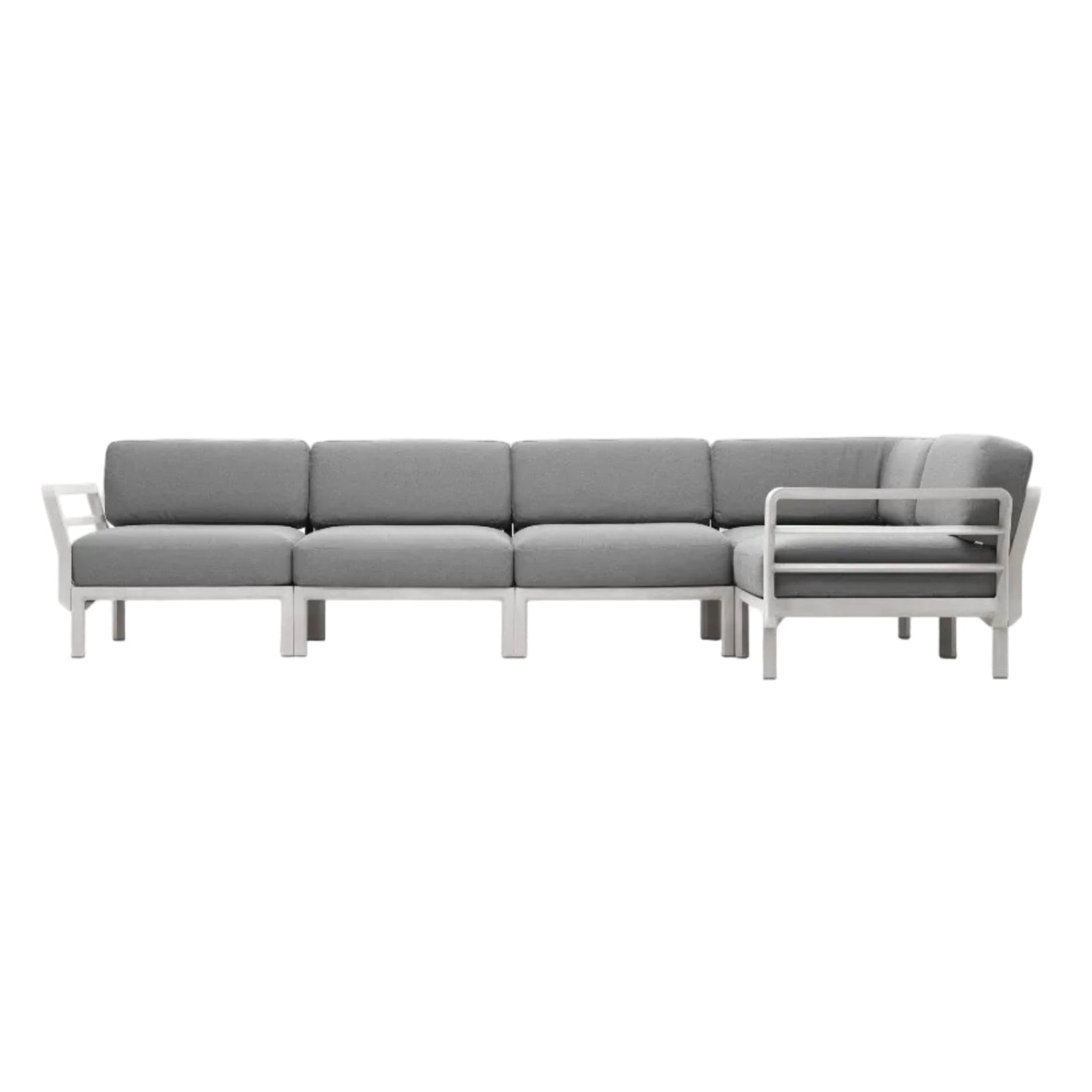MAXIMO 5 Modular Outdoor Corner Sofa in Gray with Chalk Base
