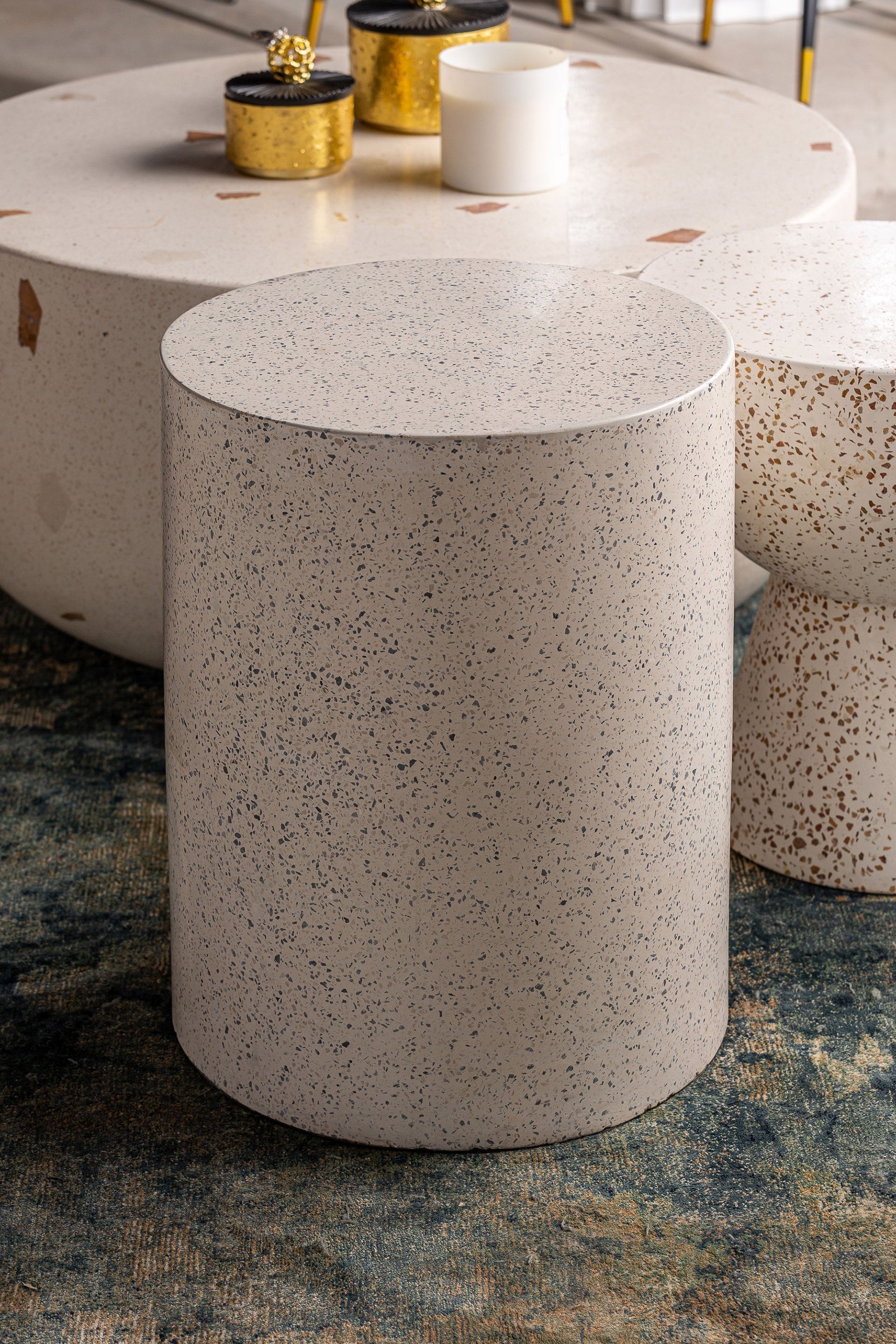 Ronde bijzettafel ALBENGA terrazzo