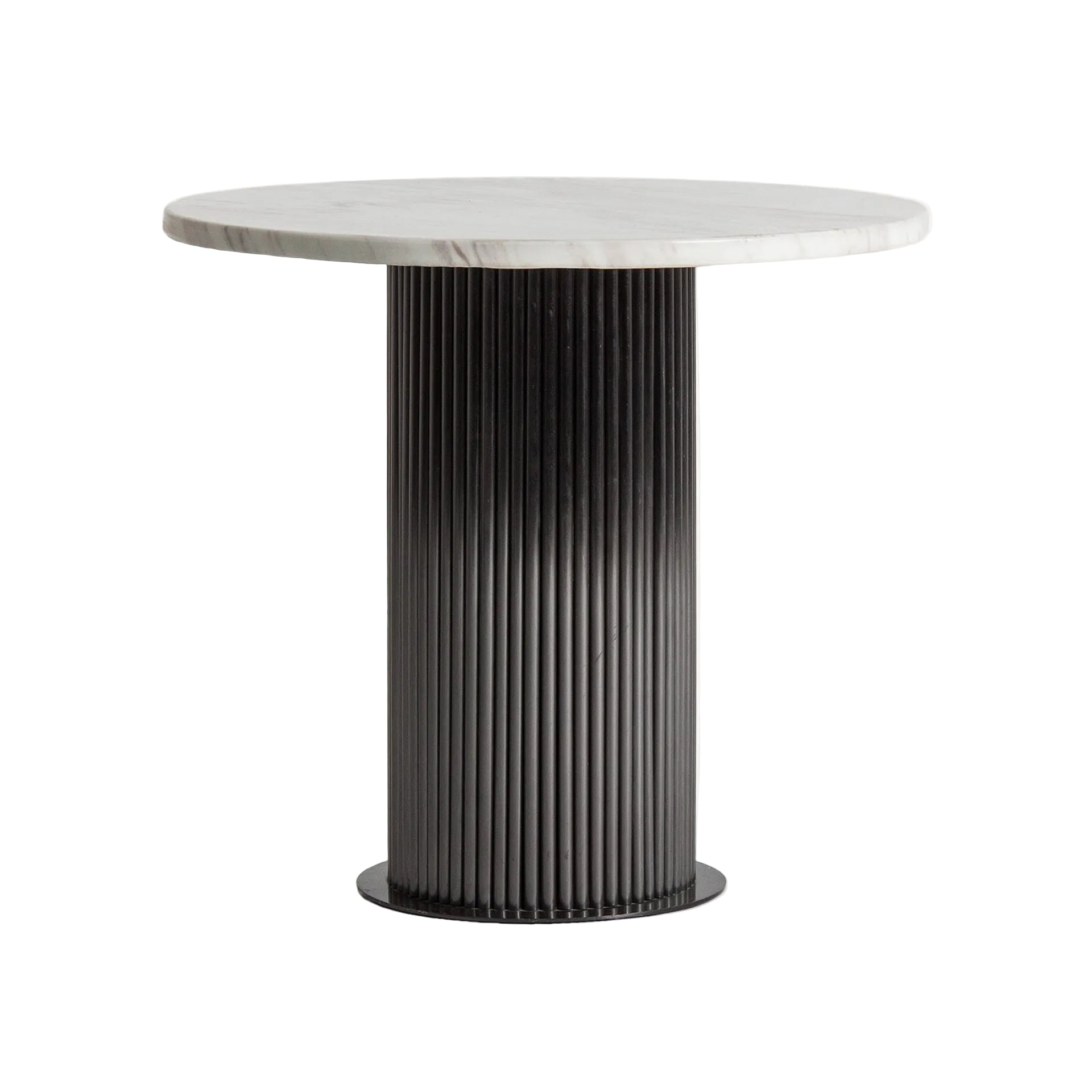 COEN Side Table with White Synthetic Marble and Black Base