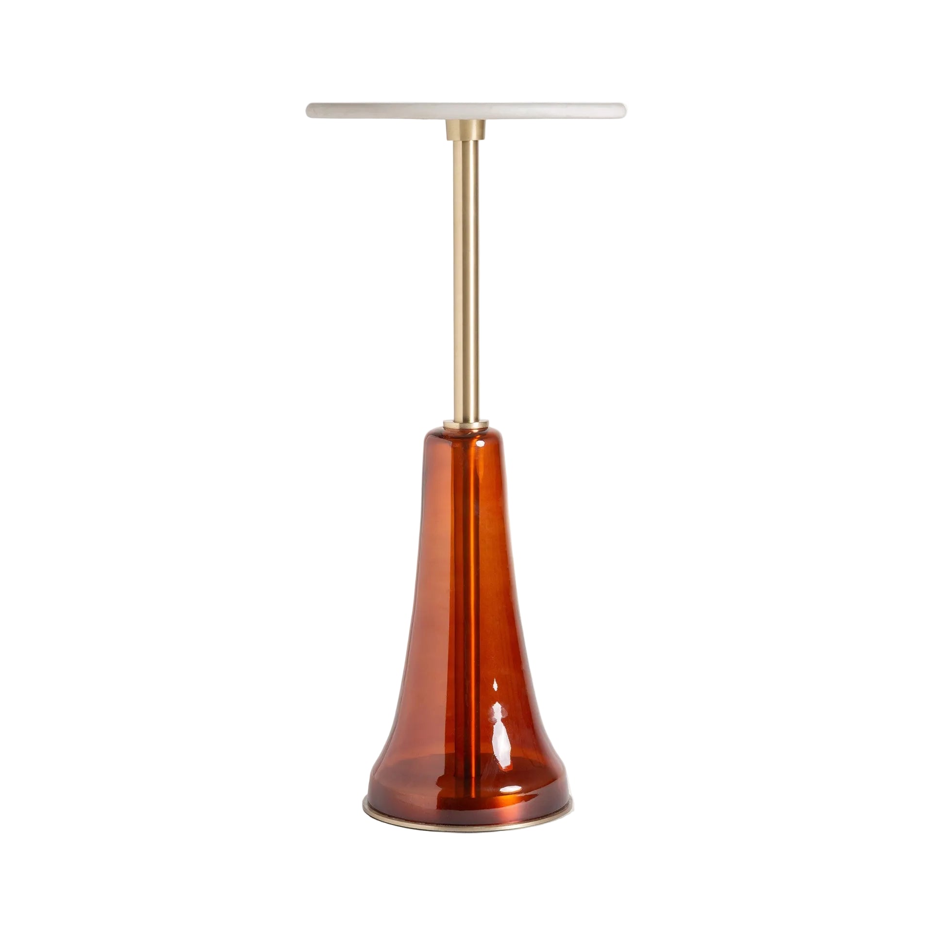 COLMAR Side Table with Orange Glass and Marble Top