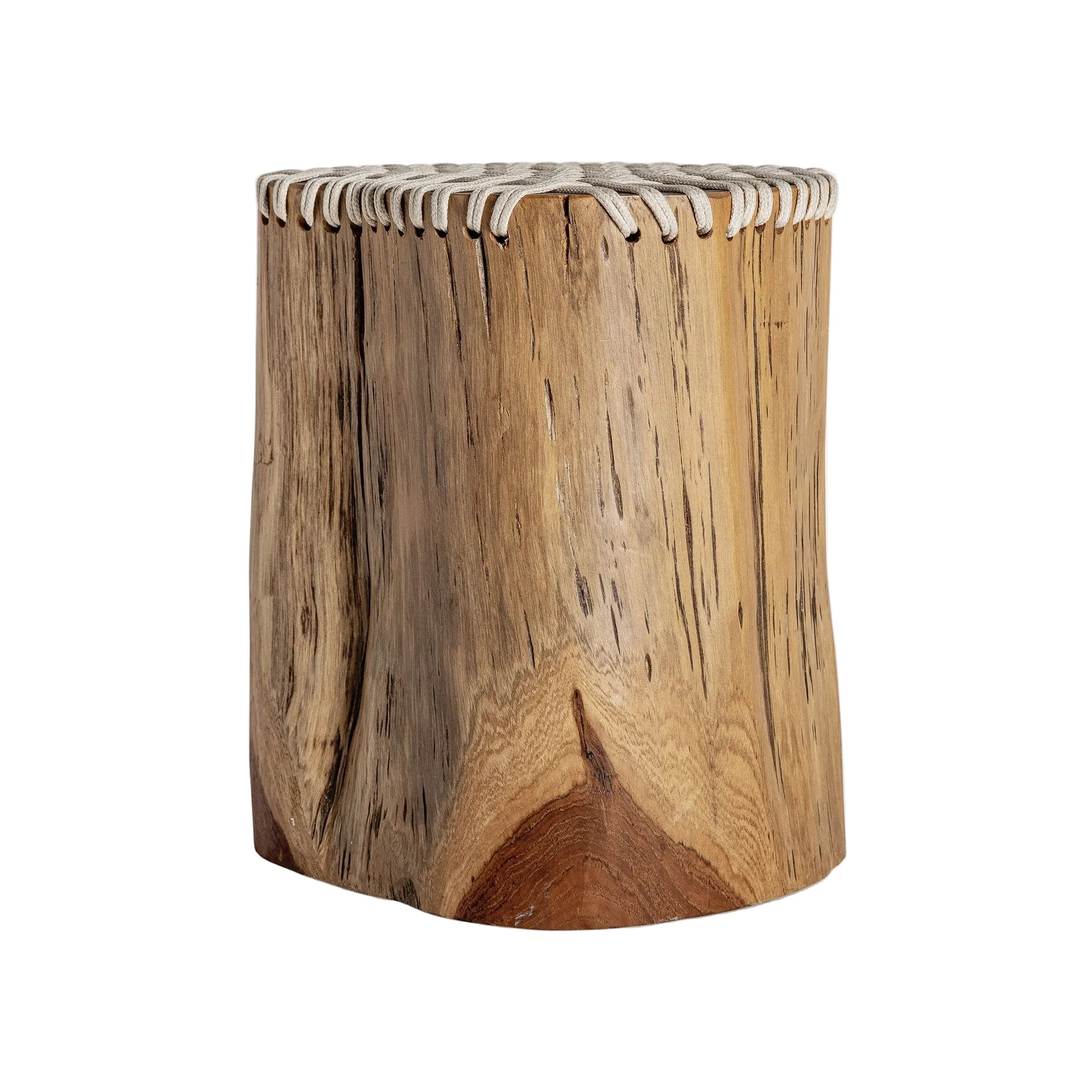 OBERNAI Side Table Suar Wood with Beige Rope
