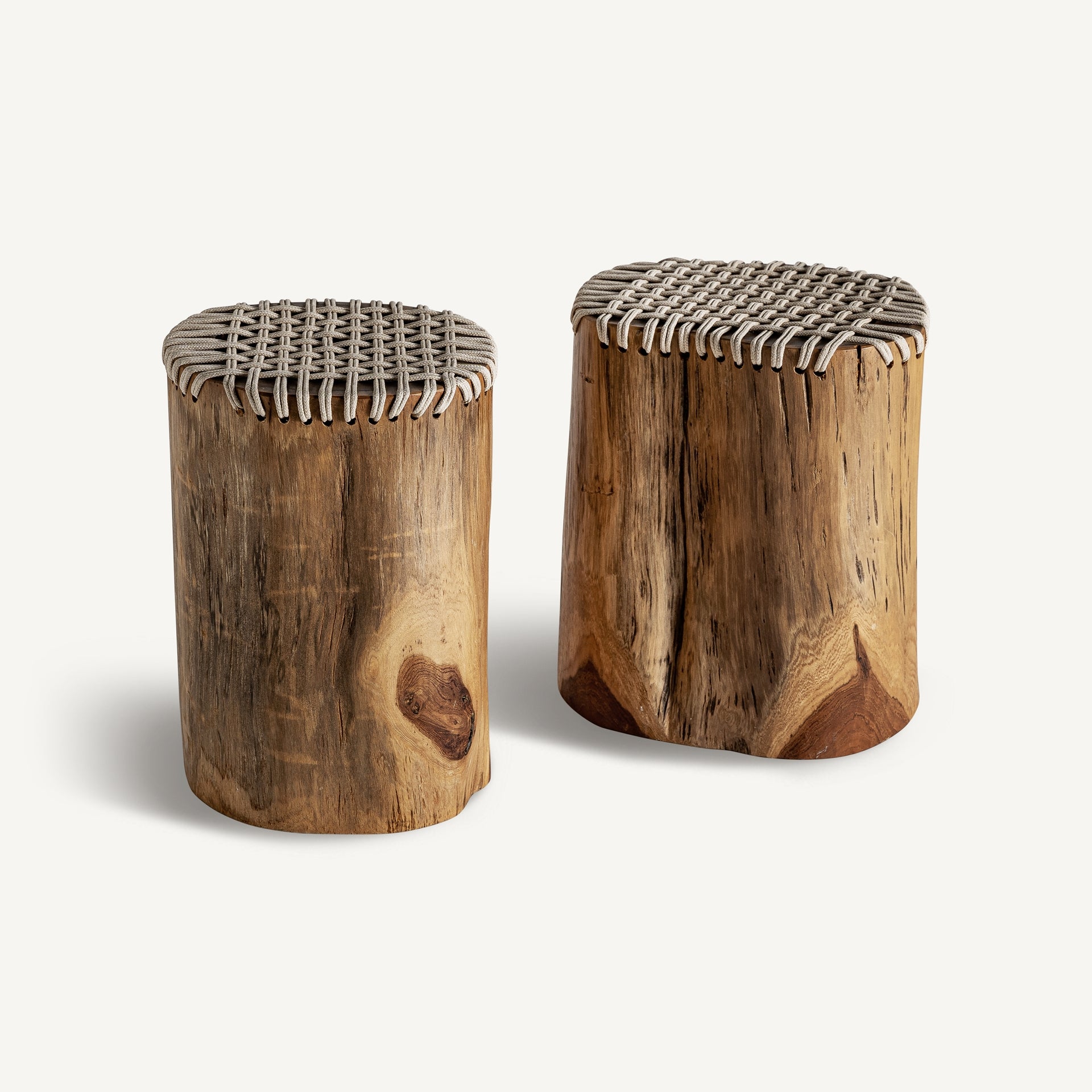 OBERNAI Side Table Suar Wood with Beige Rope