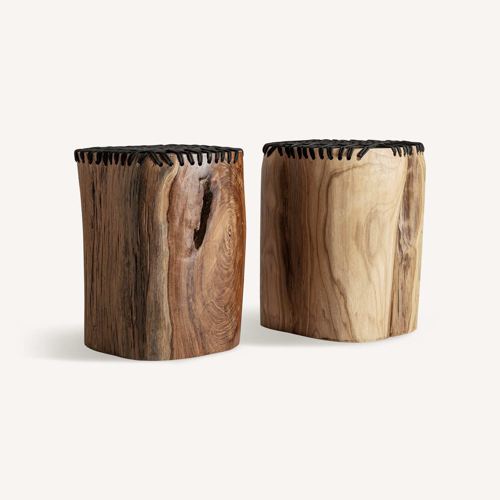 OBERNAI Side Table Suar Wood with Black Rope