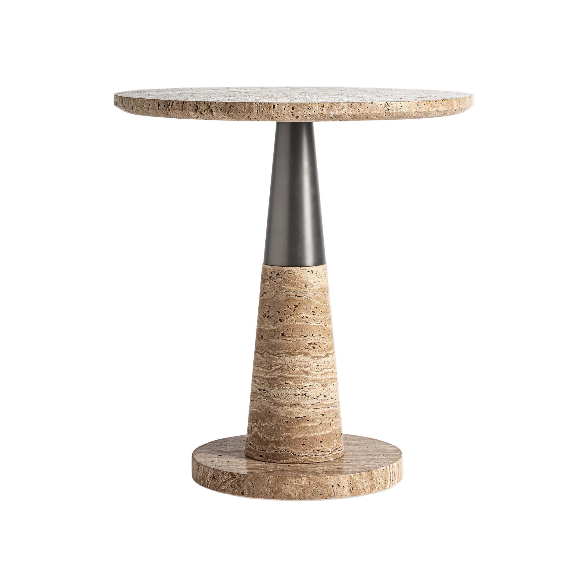 Bijzettafel RUST beige marmer met metalen afwerking