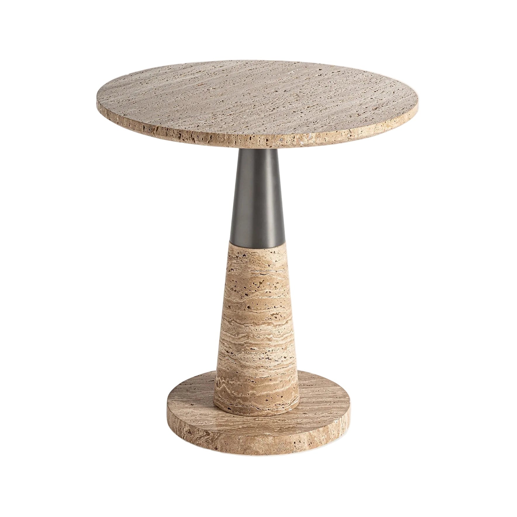 Bijzettafel RUST beige marmer met metalen afwerking