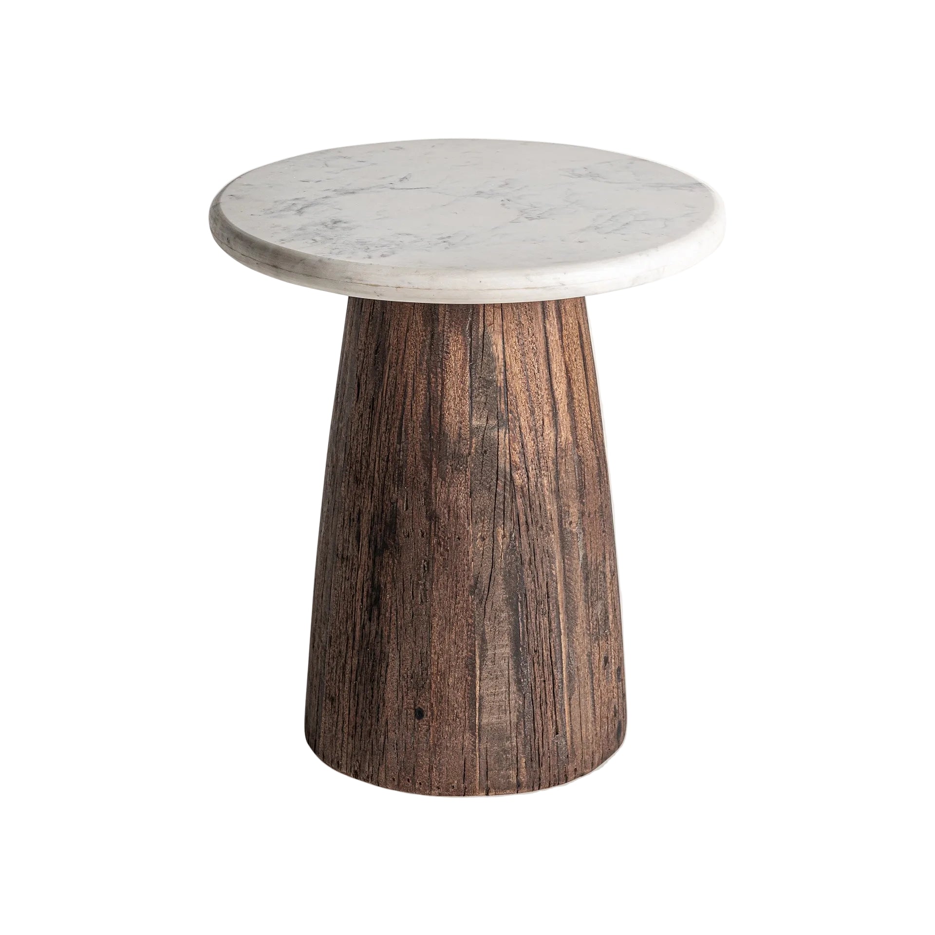 Bijzettafel SKORUP gerecycled hout met marmeren blad
