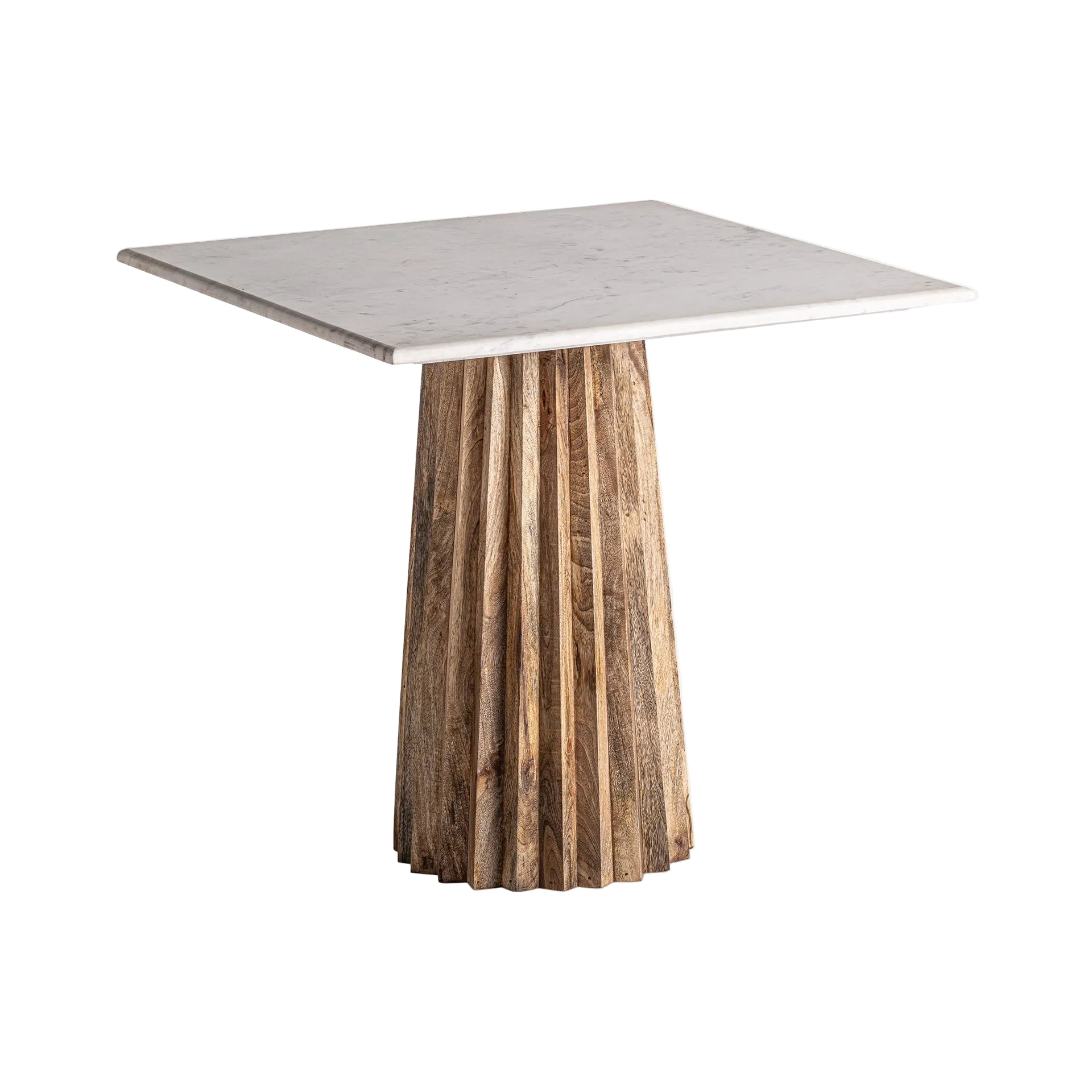 Barhocker PLISSÉ aus Mangoholz mit weißer Marmorplatte