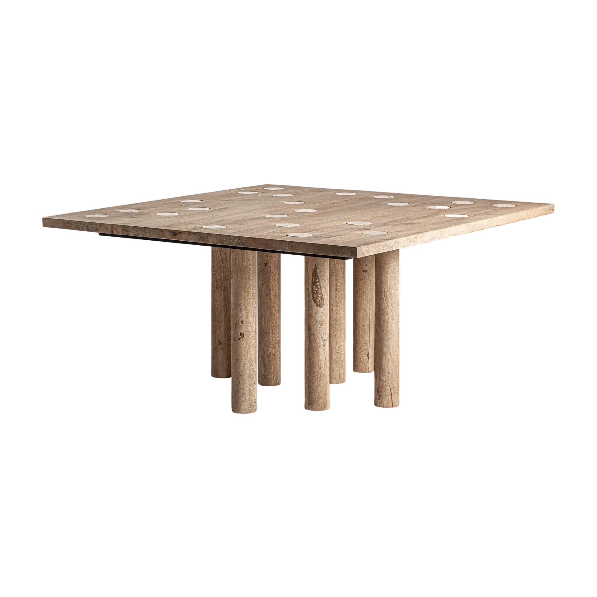 Square Table JACQUARD Mango Wood with Travertine Finish