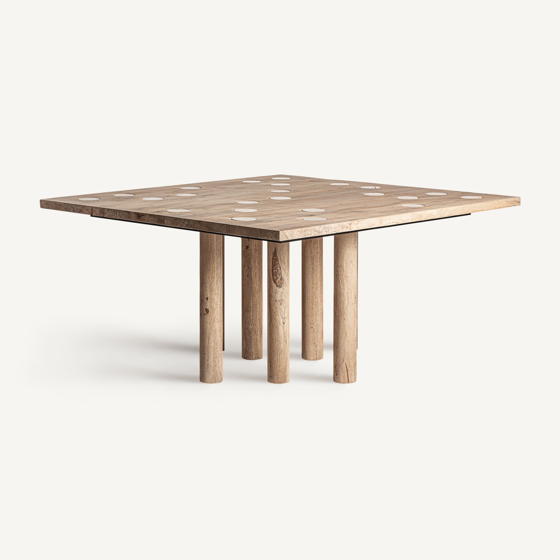 Square Table JACQUARD Mango Wood with Travertine Finish