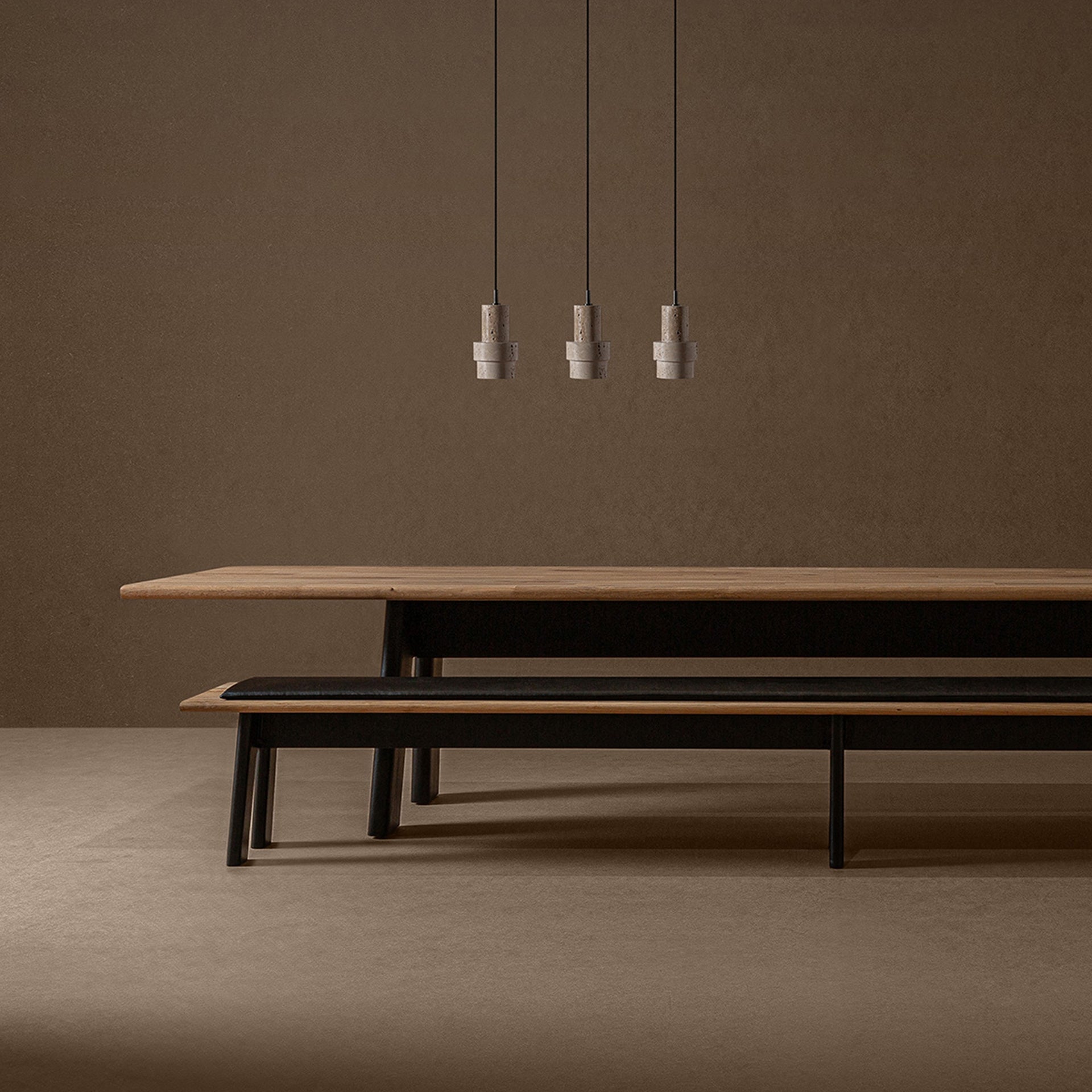 NARA Table in Oak Wood with Black Base