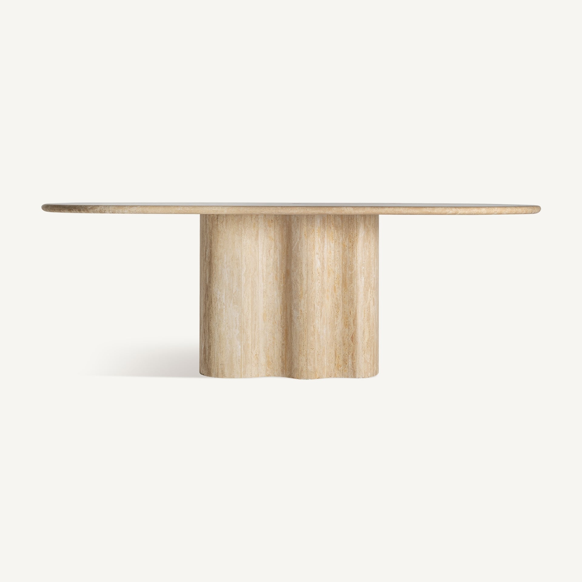Thiennes Beige Travertine Oval Table on One Leg