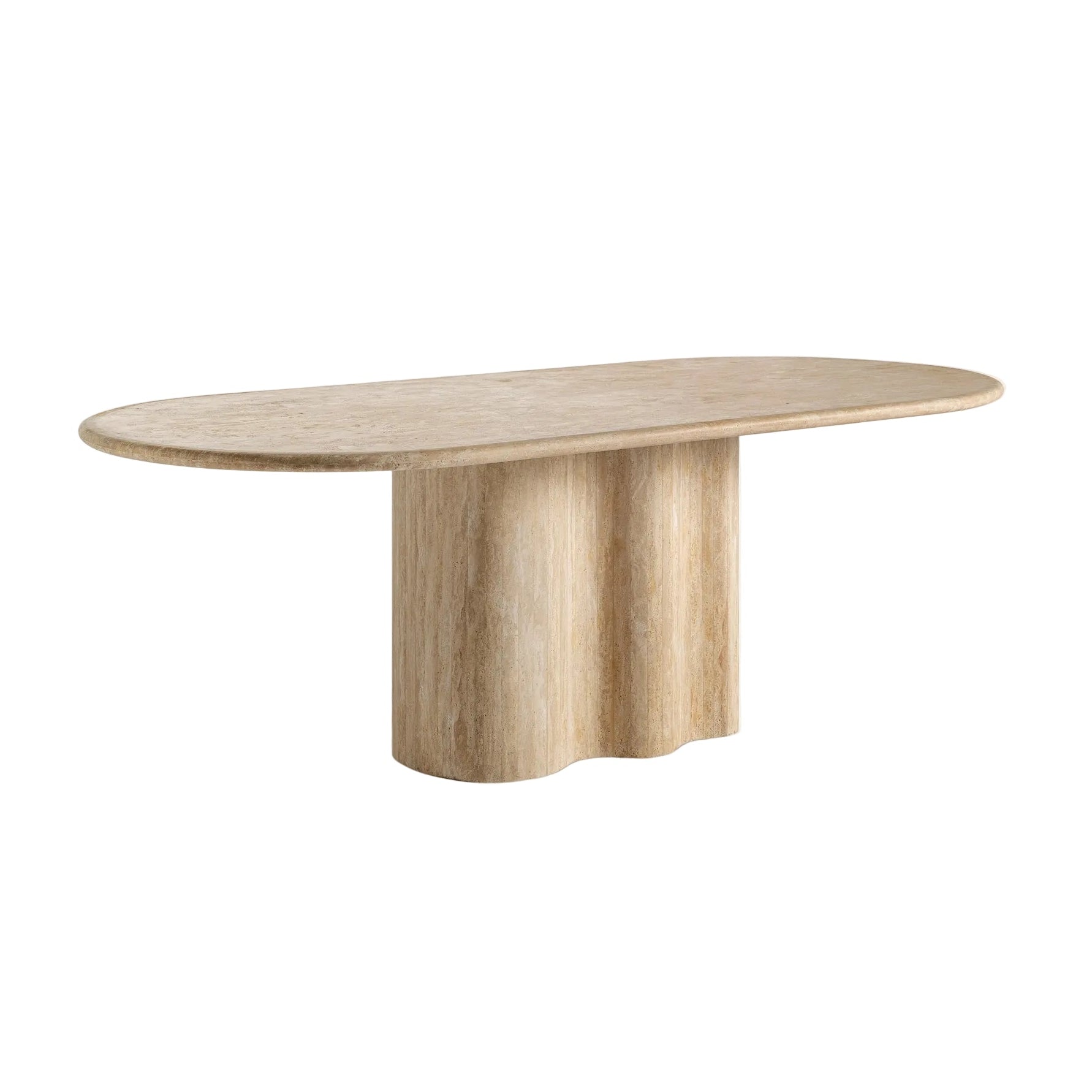 Thiennes Beige Travertine Oval Table on One Leg