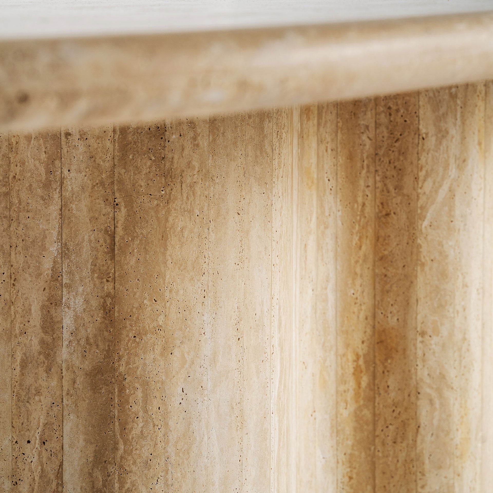 Thiennes Beige Travertine Oval Table on One Leg