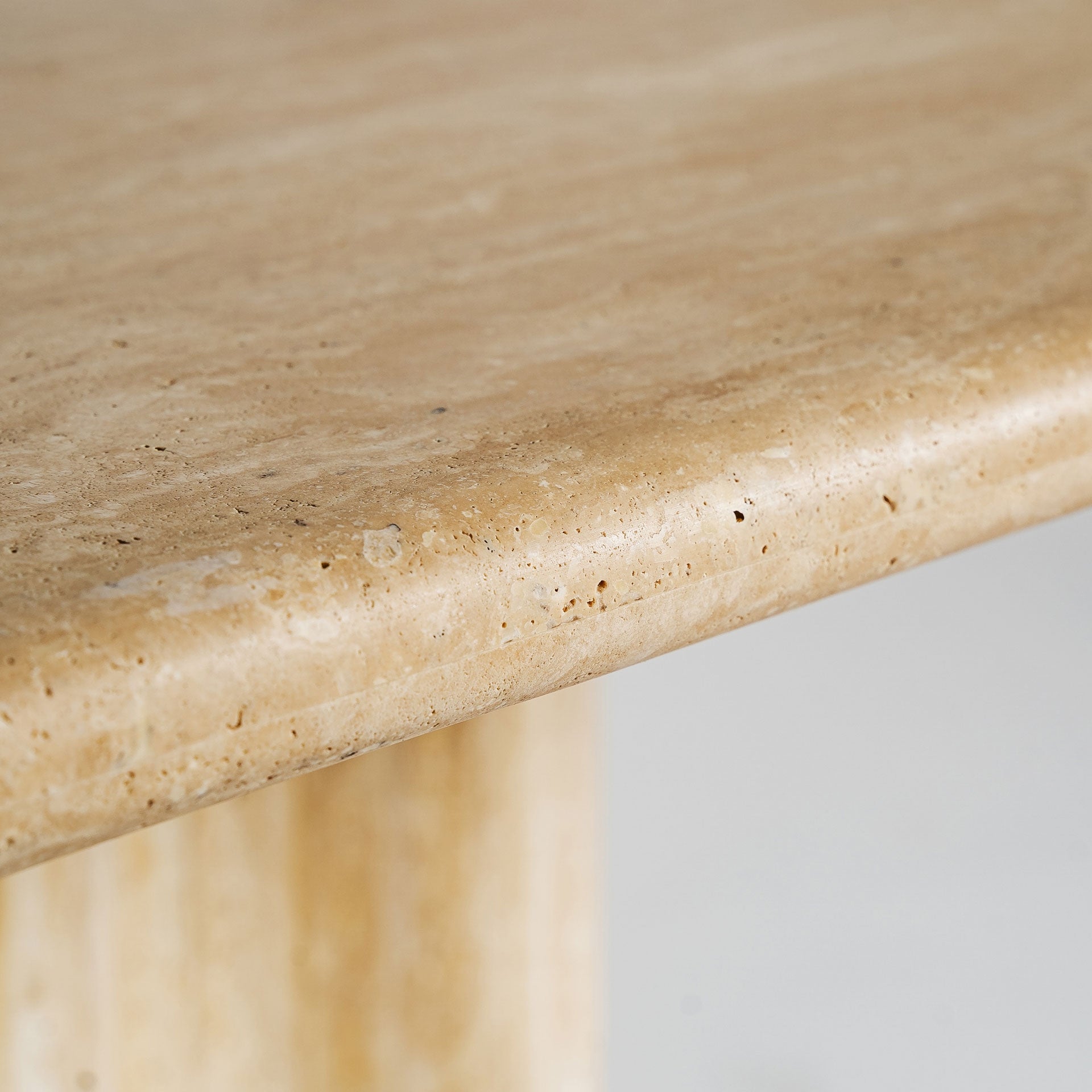 Thiennes Beige Travertine Oval Table on One Leg