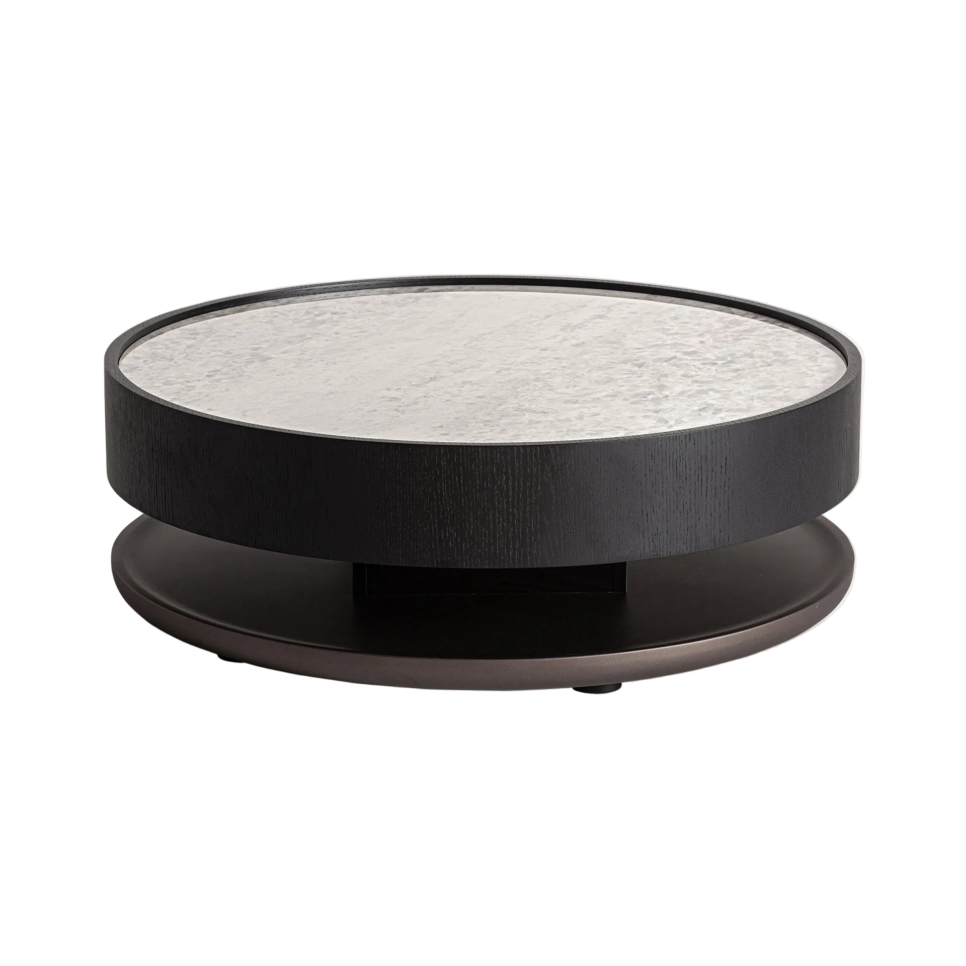 Kaffeetisch BREIL schwarzer Eichenfurnier mit weißer Marmorplatte