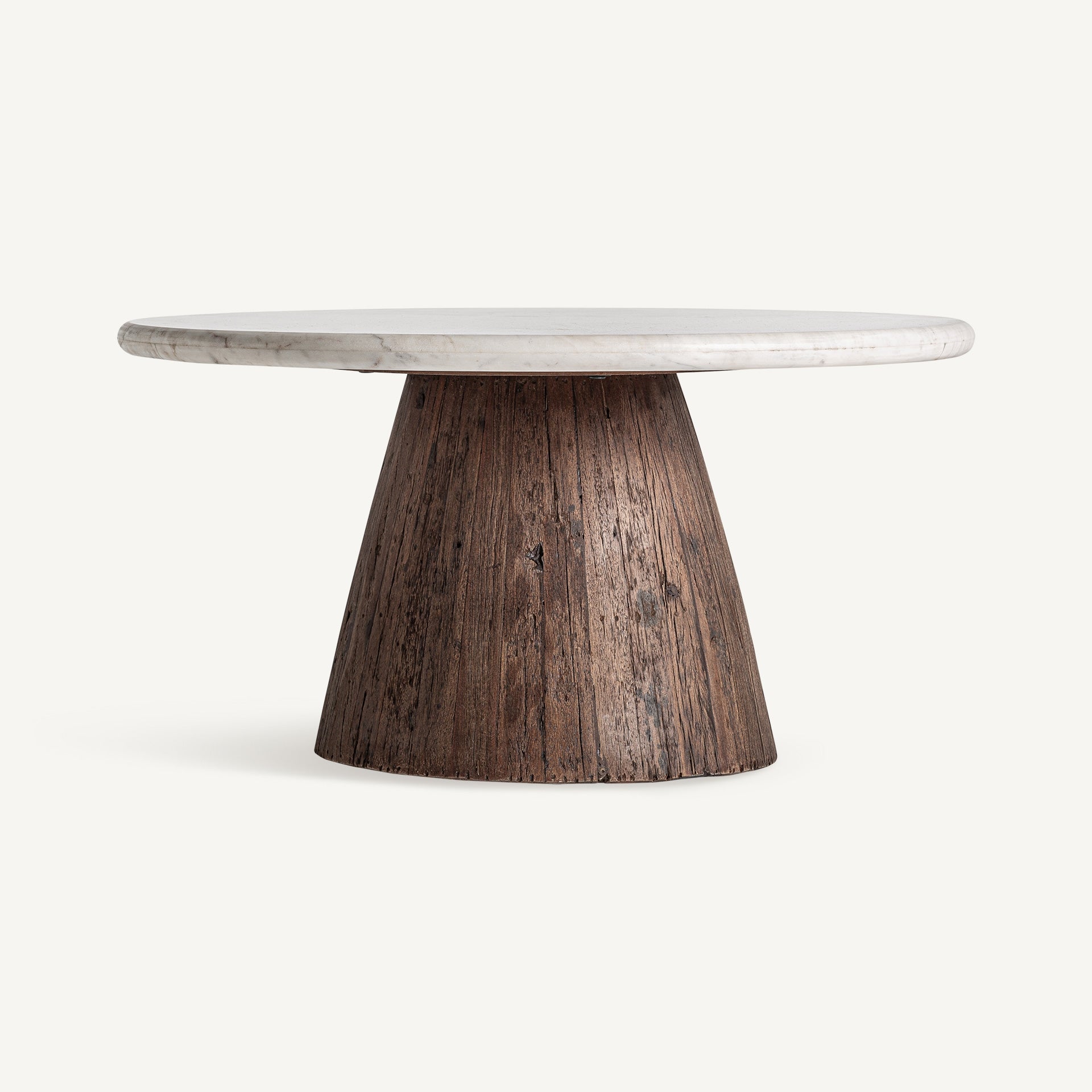 Kaffeetisch SKORUP aus recyceltem Holz mit Marmorplatte