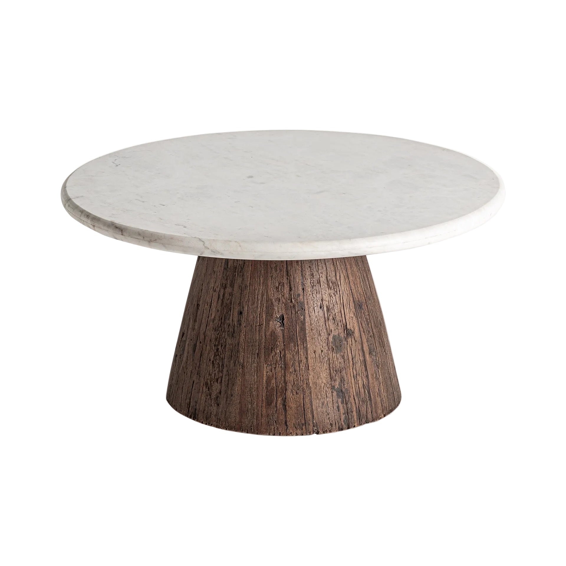 Kaffeetisch SKORUP aus recyceltem Holz mit Marmorplatte