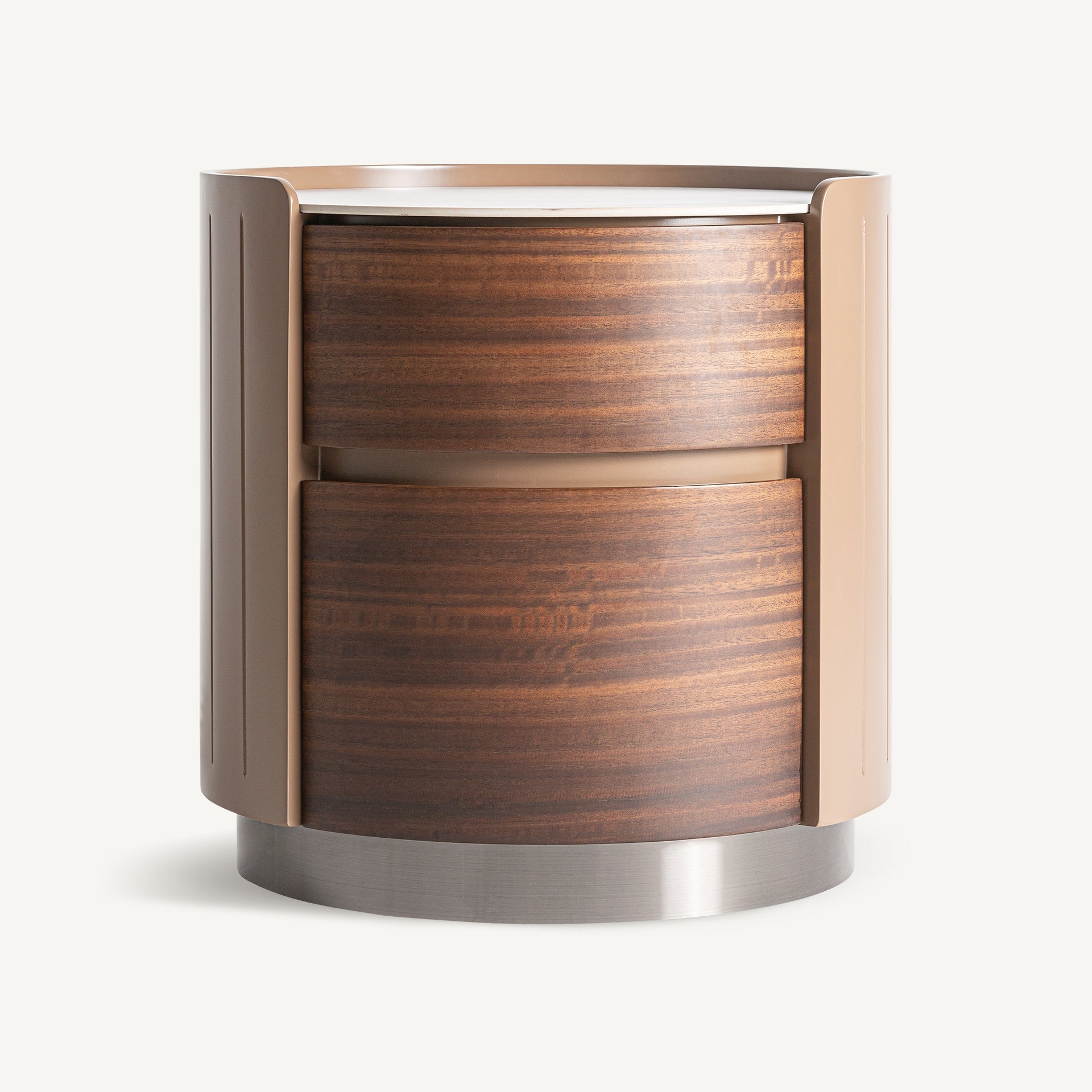 Nachtkastje met lades GISWIL van eucalyptusfineer met een beige afwerking