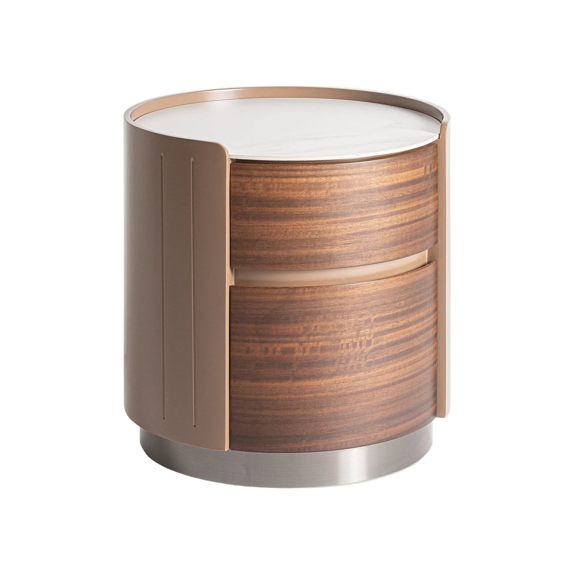Nachtkastje met lades GISWIL van eucalyptusfineer met een beige afwerking