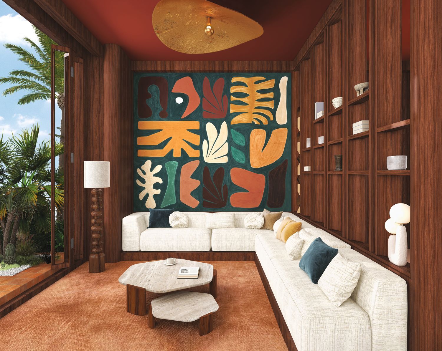 Muurschildering met abstract patroon JORGE beige